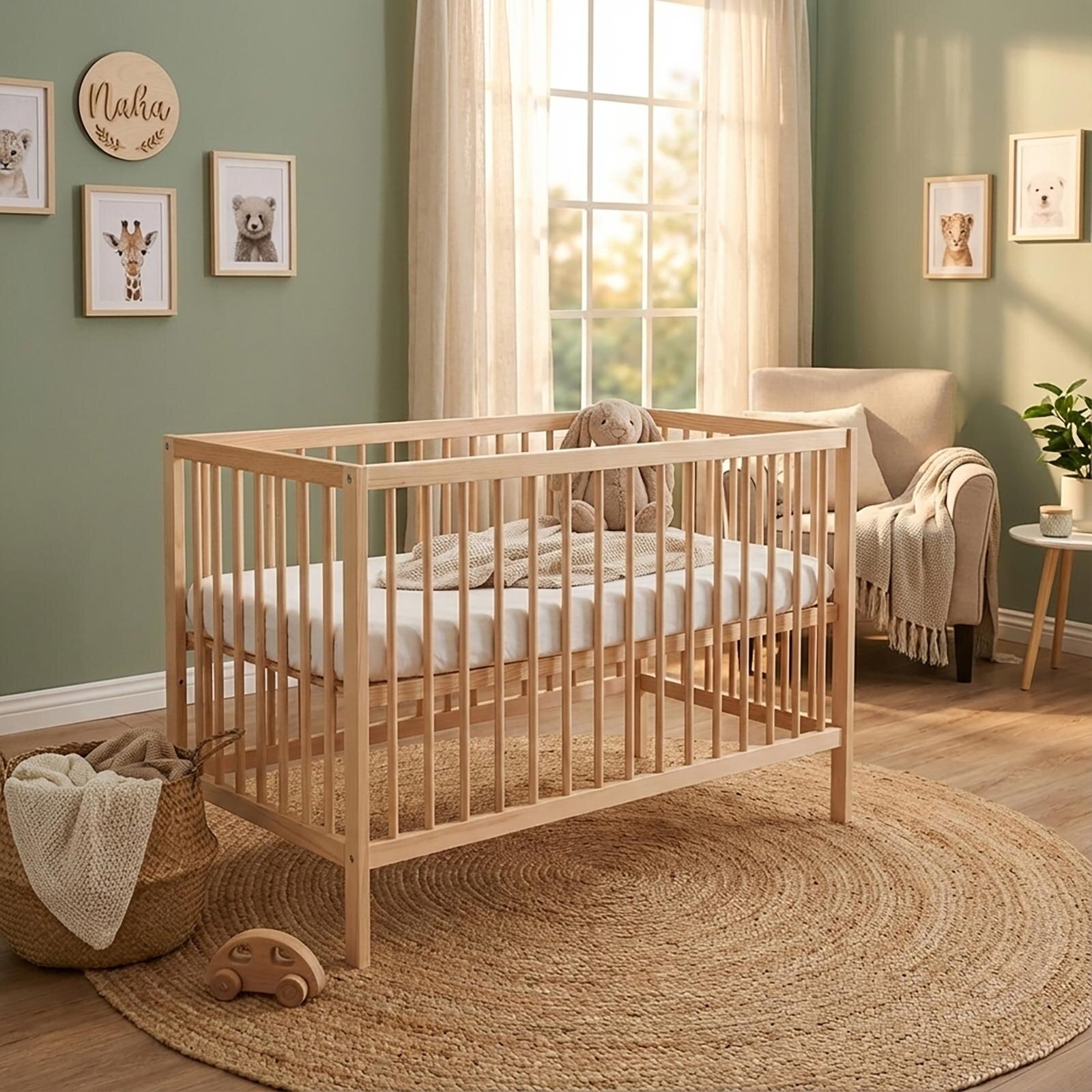 Ahşap Kademeli Beşik 60x120 cm