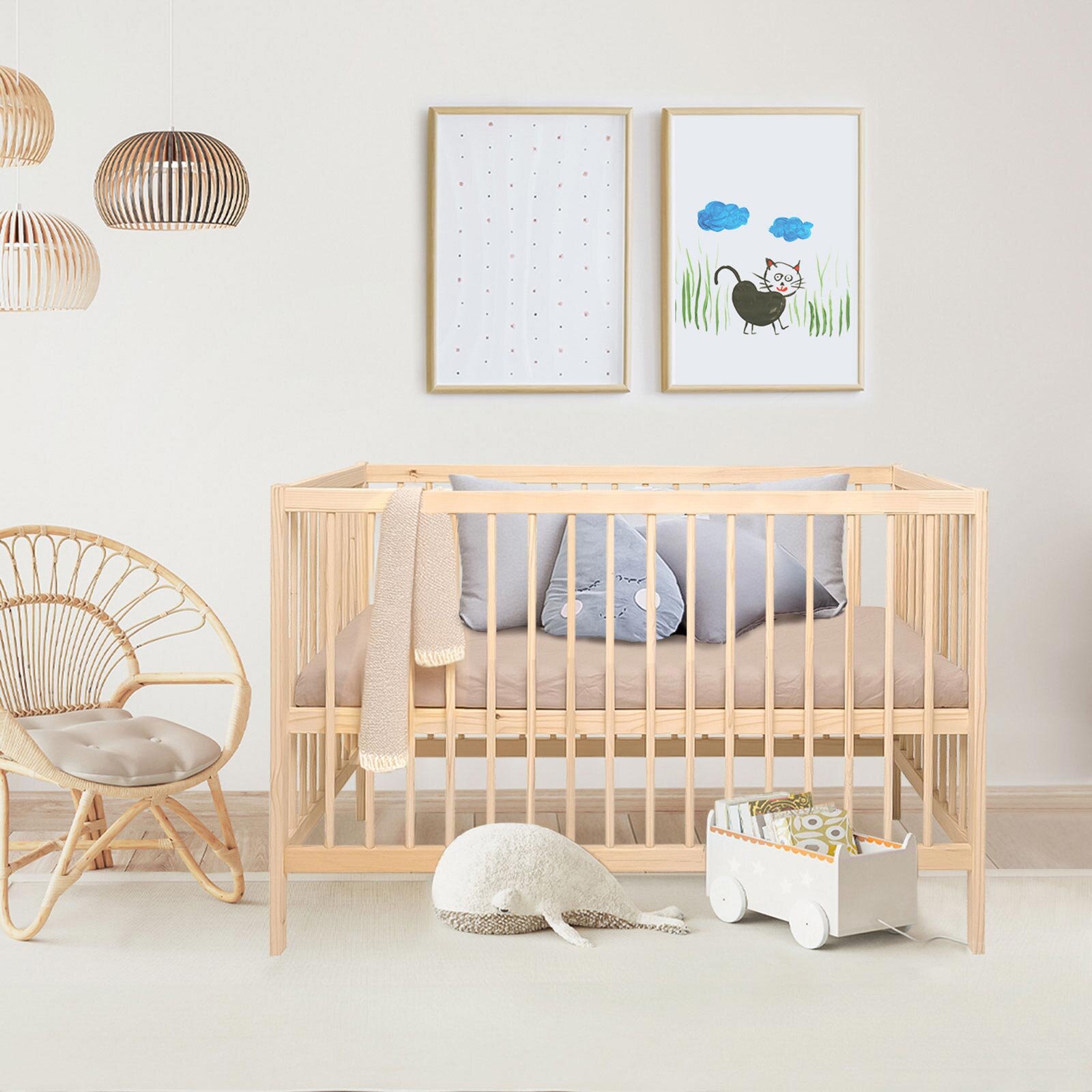 Ahşap Kademeli Beşik 60x120 cm