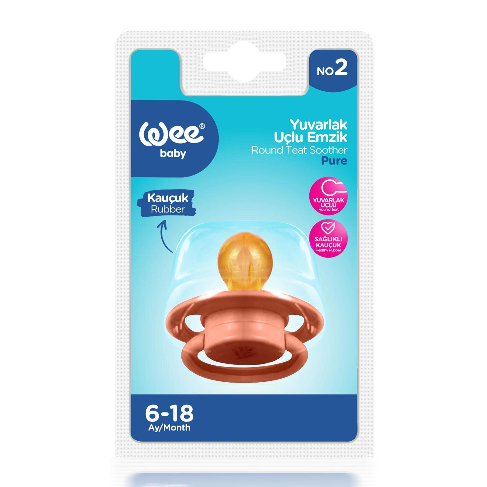 699 Wee Baby Pure Yuv.Kauçuk Emzik No:2 Somon