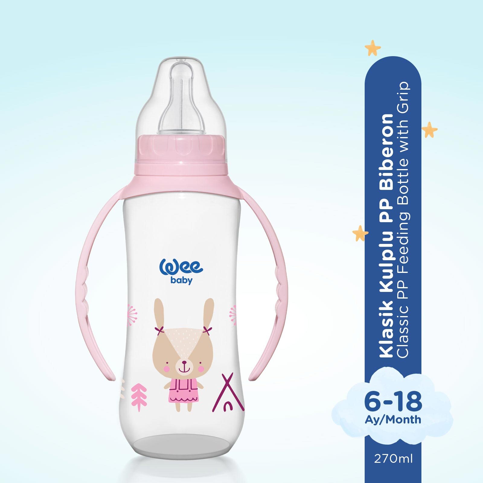 745 Wee Baby  Kulplu PP Biberon 270ml Pembe