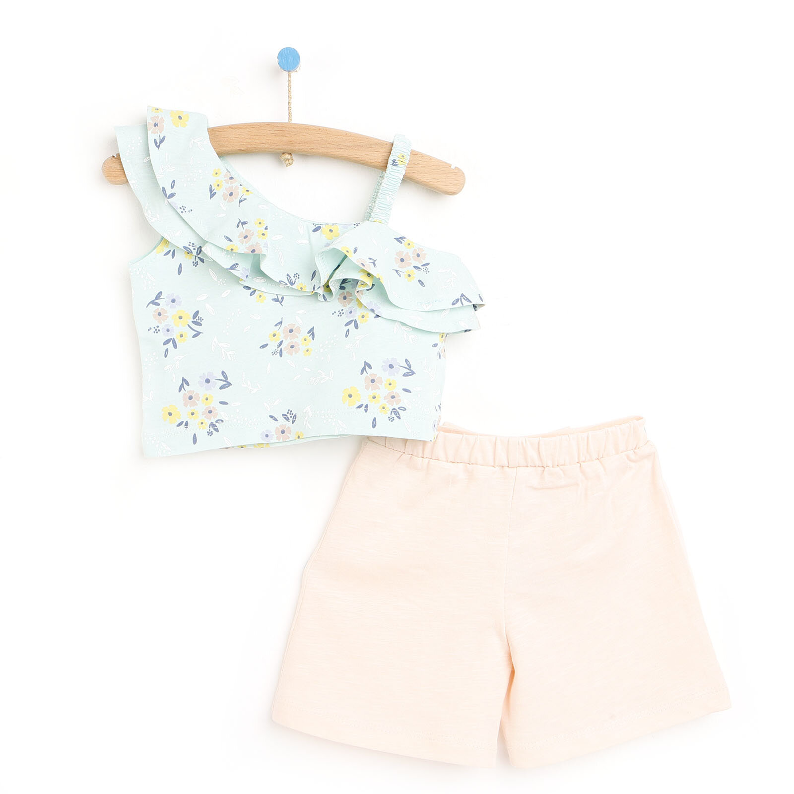 Secret Garden Kız Bebek Fırfırlı  Bluz- Rahat Kalıp Düğmeli Kısa Pantolon