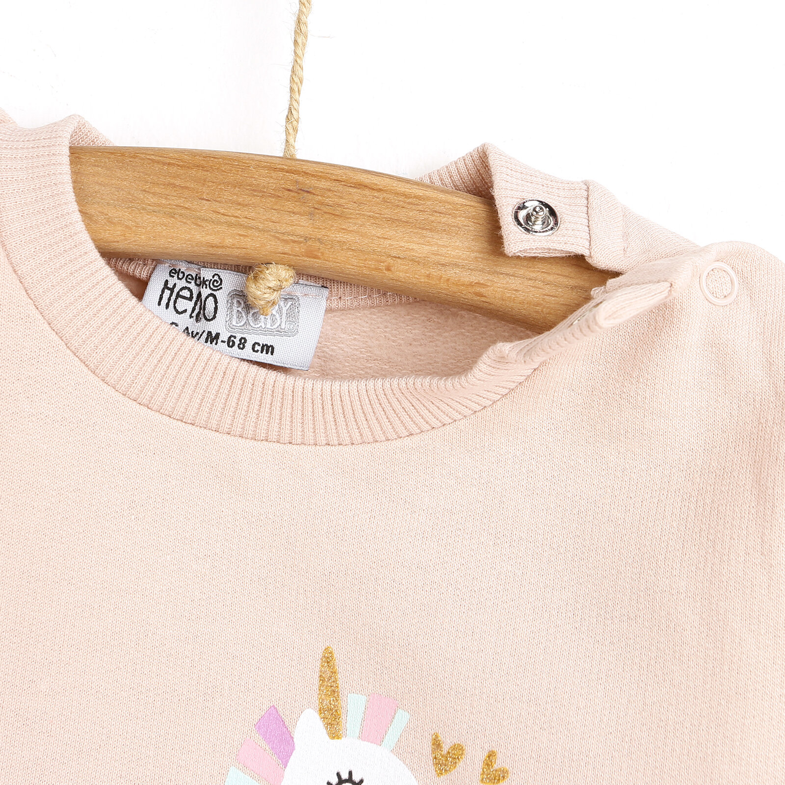 Basic Kız Bebek Şardonlu İki İp Baskılı Sweatshirt