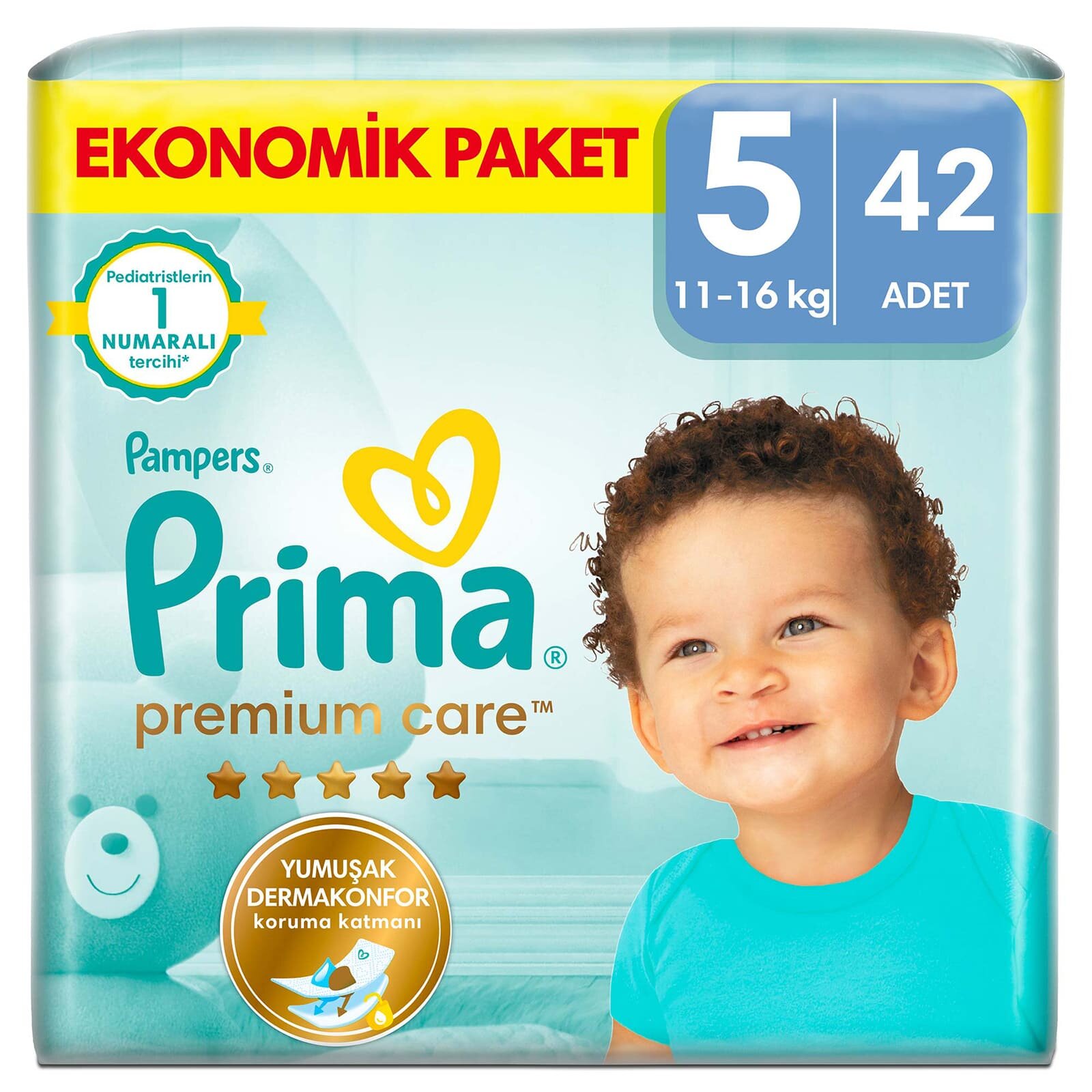 Bebek Bezi Premium Care 5 Beden Junior Ekonomik Paket 11-16 kg 42 Adet