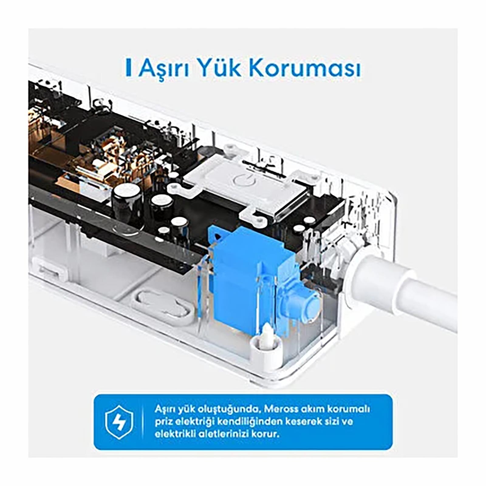 Akıllı Çoklu Priz - 4 Güç + 4 USB
