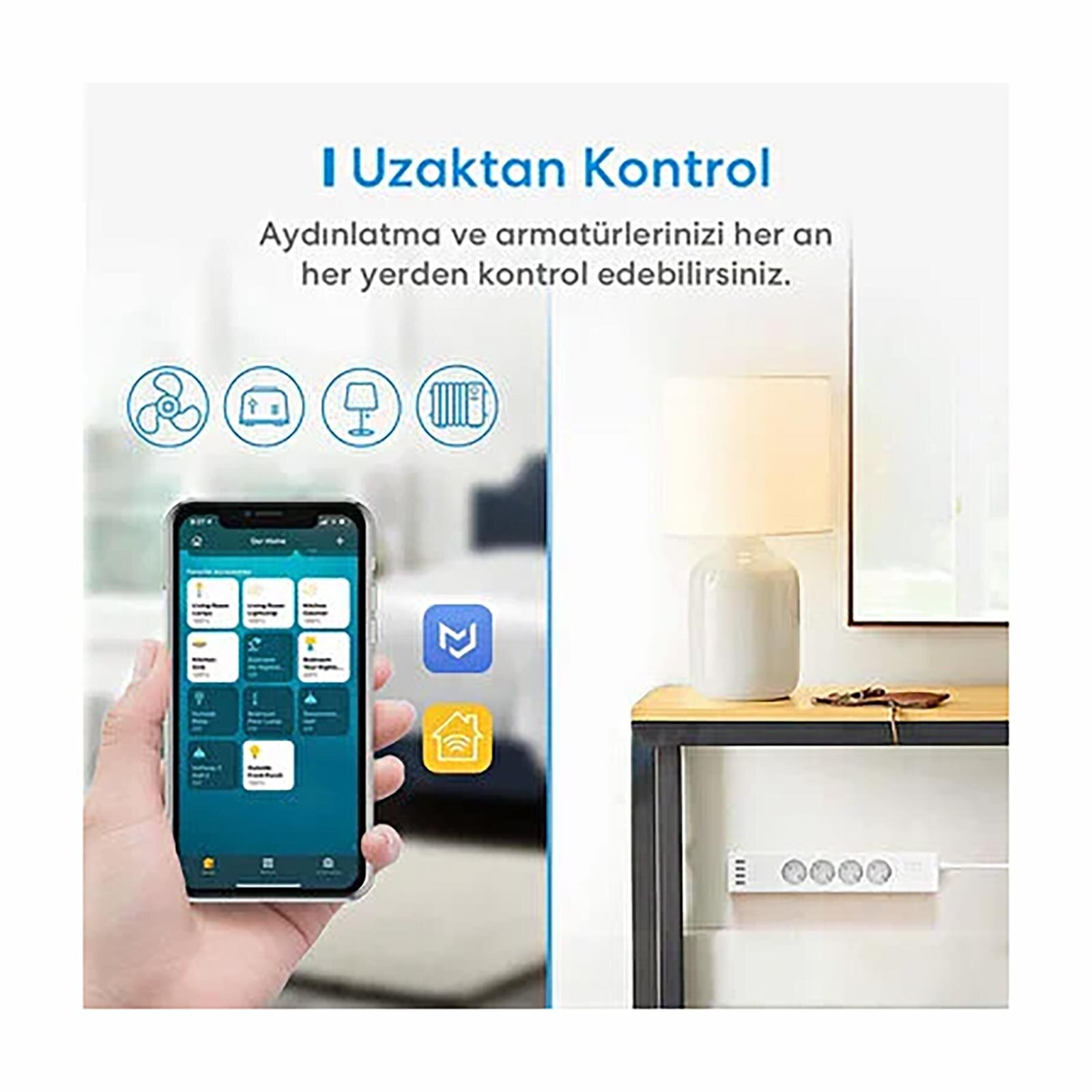 Akıllı Çoklu Priz - 4 Güç + 4 USB