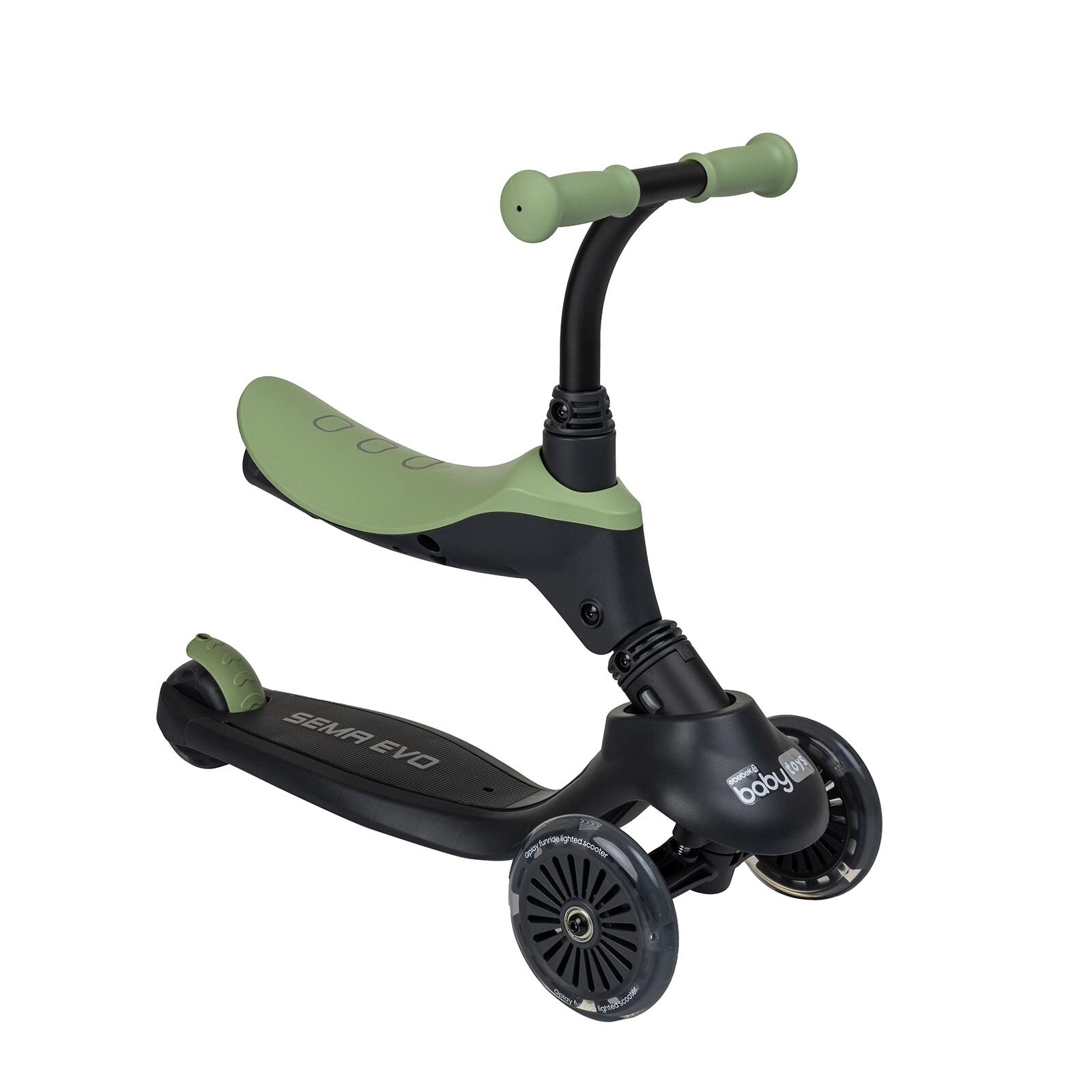 Funride Sema 5 özellikli Oturaklı Işıklı Tekerlekli 3 Tekerlekli Scooter