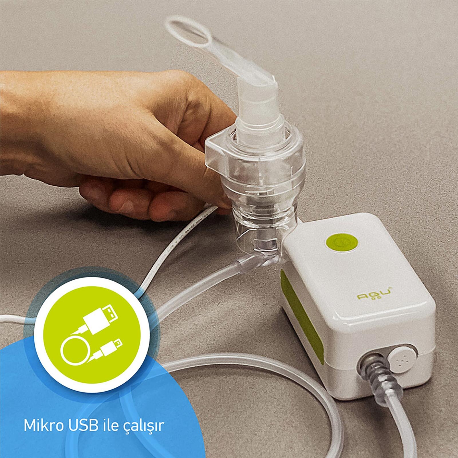 AguN3 Küçük Portatif Kompresör Nebulizatör