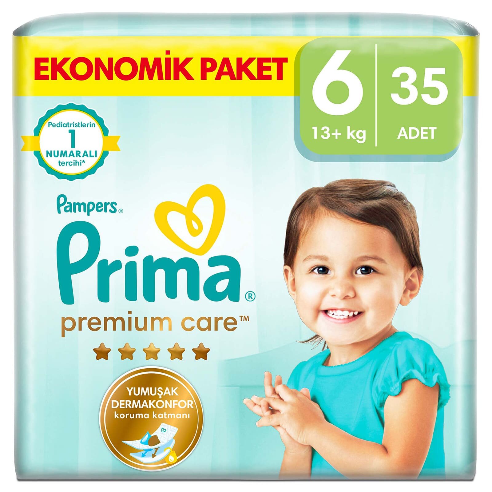 Bebek Bezi Premium Care 6 Beden Extra Large Ekonomik Paket 13 + kg 35 Adet