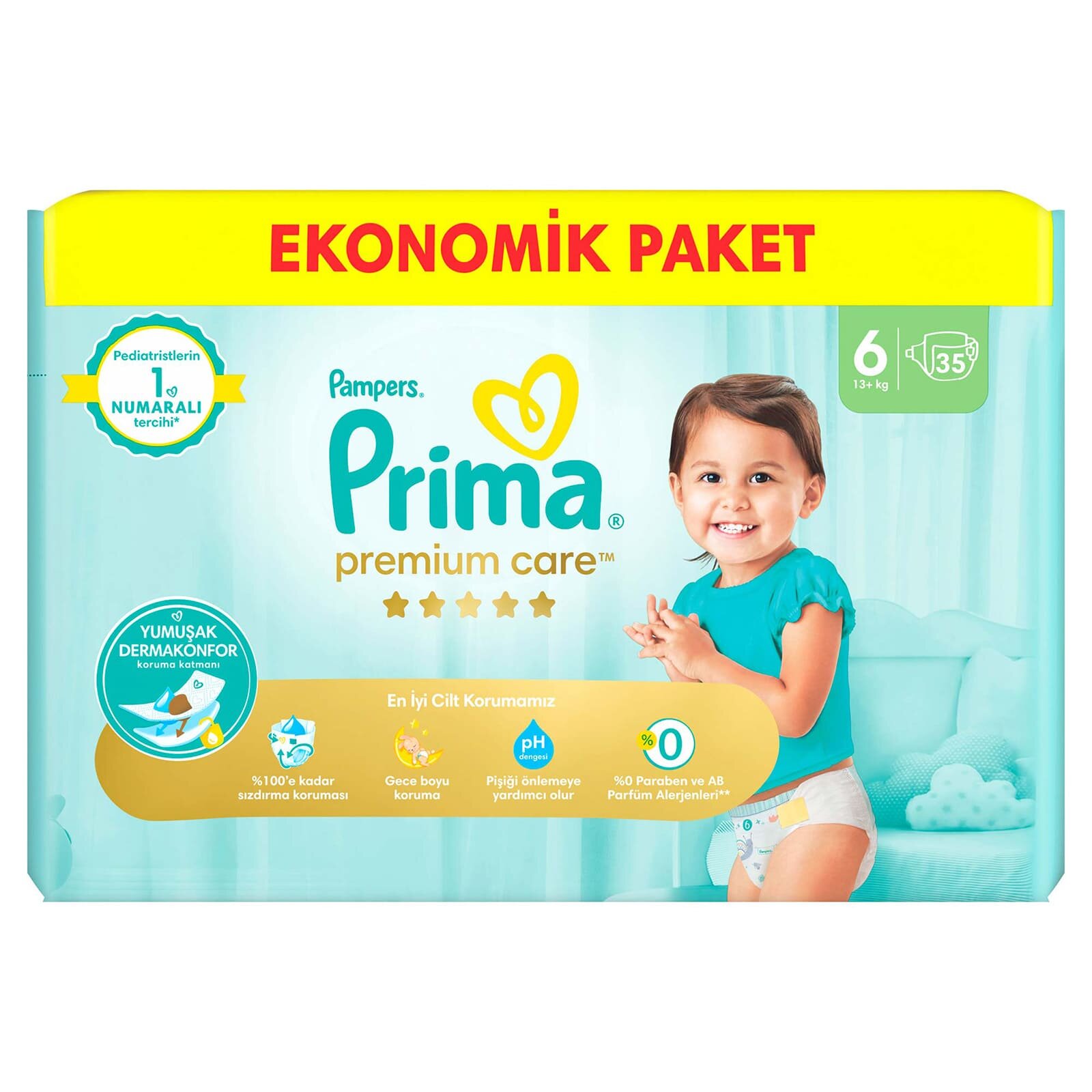 Bebek Bezi Premium Care 6 Beden Extra Large Ekonomik Paket 13 + kg 35 Adet