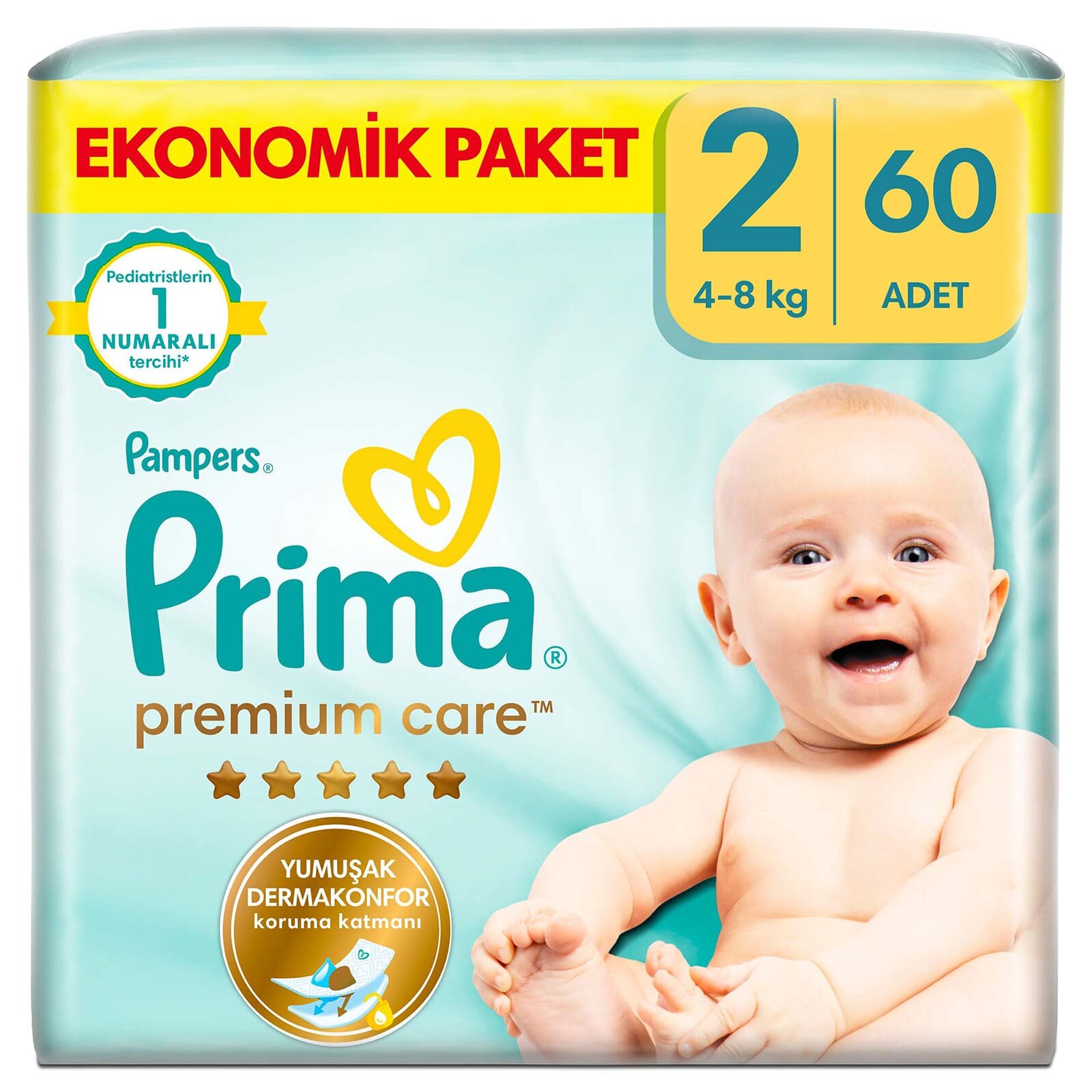 Bebek Bezi Premium Care 2 Beden Mini Ekonomik Paket 4-8 kg 60 Adet Bebek Bezi Premium Care 2 Beden Mini Ekonomik Paket 4-8 kg 60 Adet