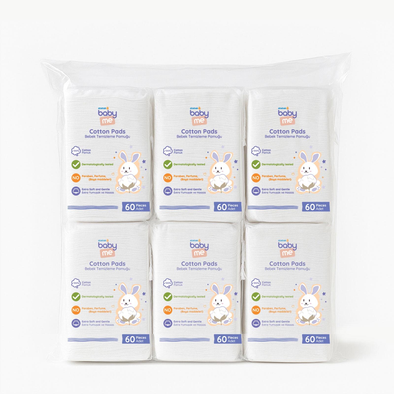 Bebek Temizleme Pamuğu 6x60 adet
