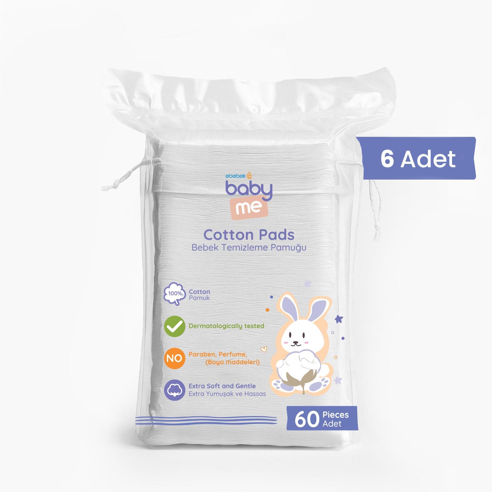 Bebek Temizleme Pamuğu 6x60 adet