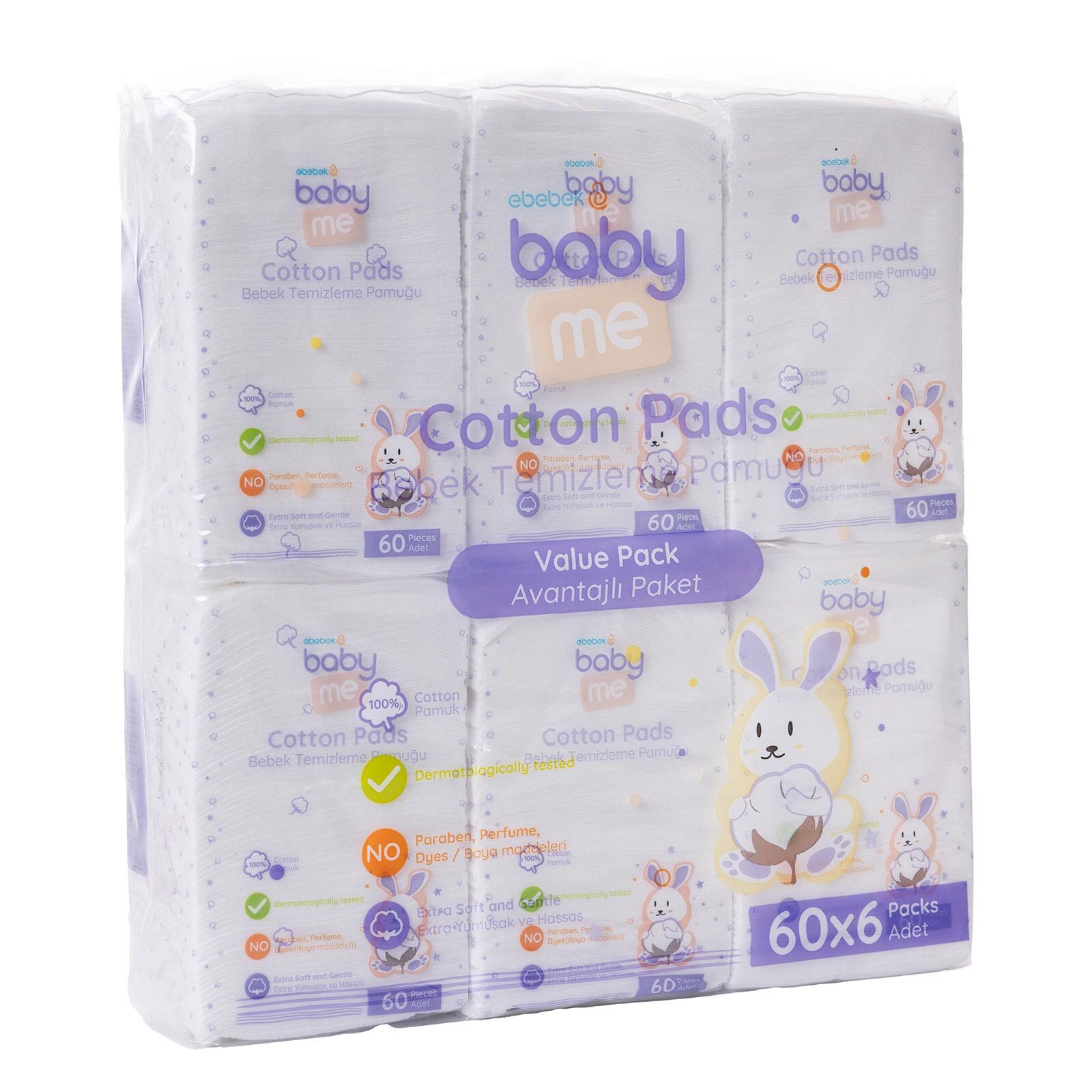 Bebek Temizleme Pamuğu 6x60 adet