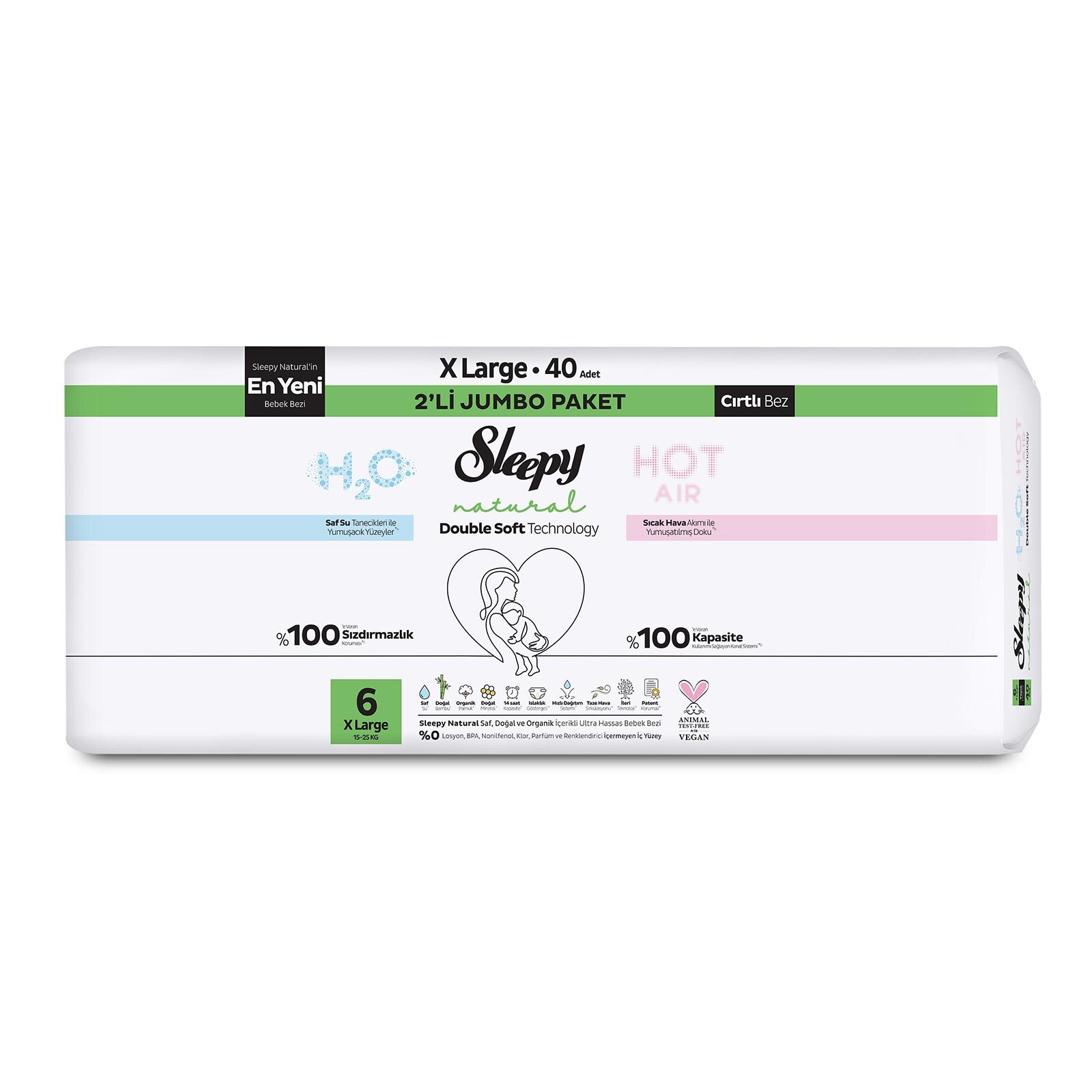 Natural İkili Paket 6 Beden 40 Adet