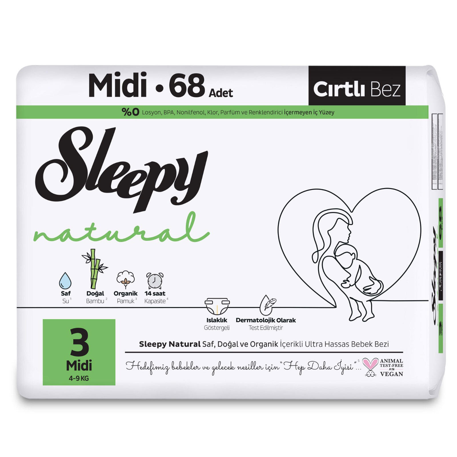 Natural İkili Paket 3 Beden 68 Adet