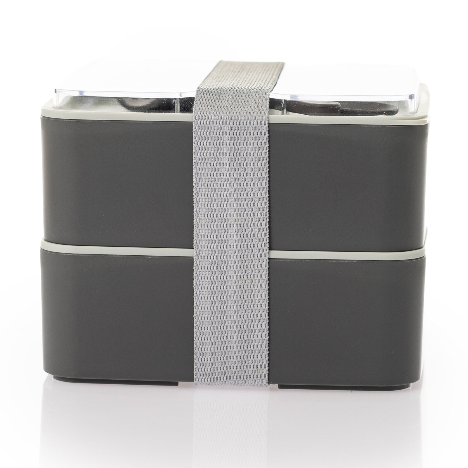 Pratik yemek ve saklama kabı seti / Kare Antrasit Gri