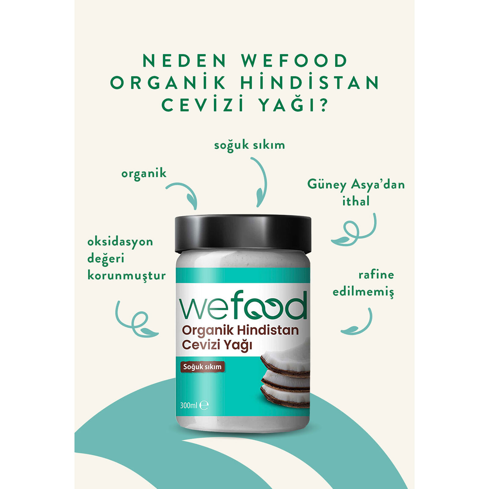 Organik Hindistan Cevizi Yağı 300 ml Organik Hindistan Cevizi Yağı 300 ml