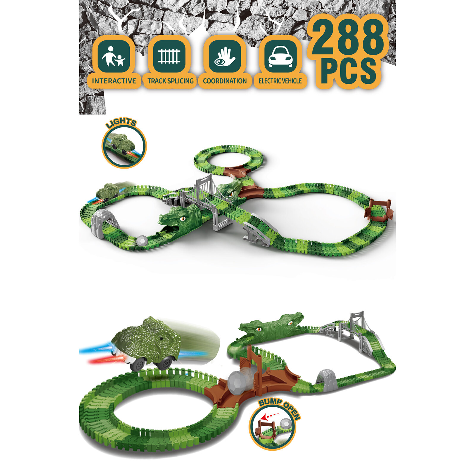 Dinozor Temalı Hareketli Raylar 288 Parça Dinozor Temalı Hareketli Raylar 288 Parça