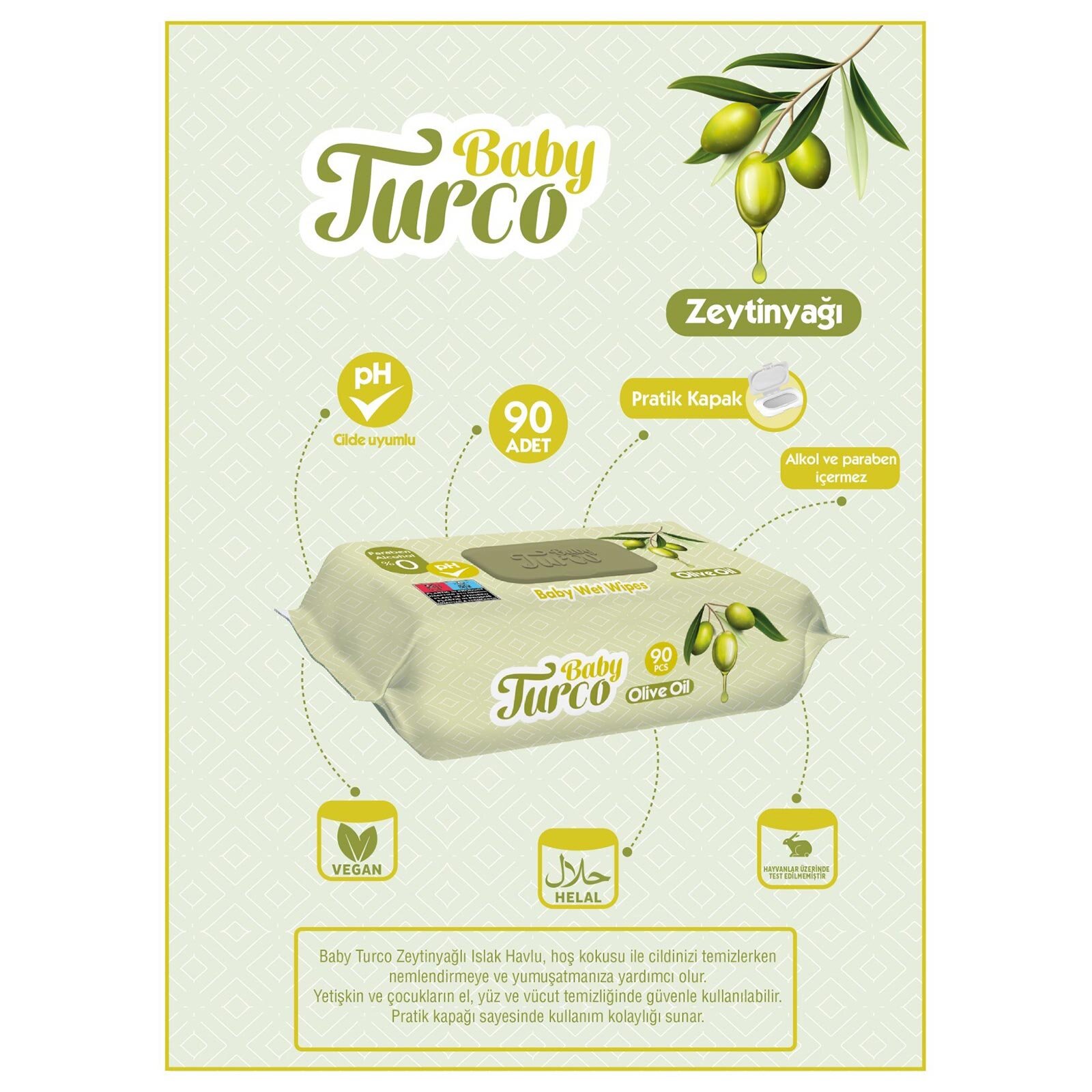 Zeytinyağlı Bebek Islak Mendil 24x90 Adet