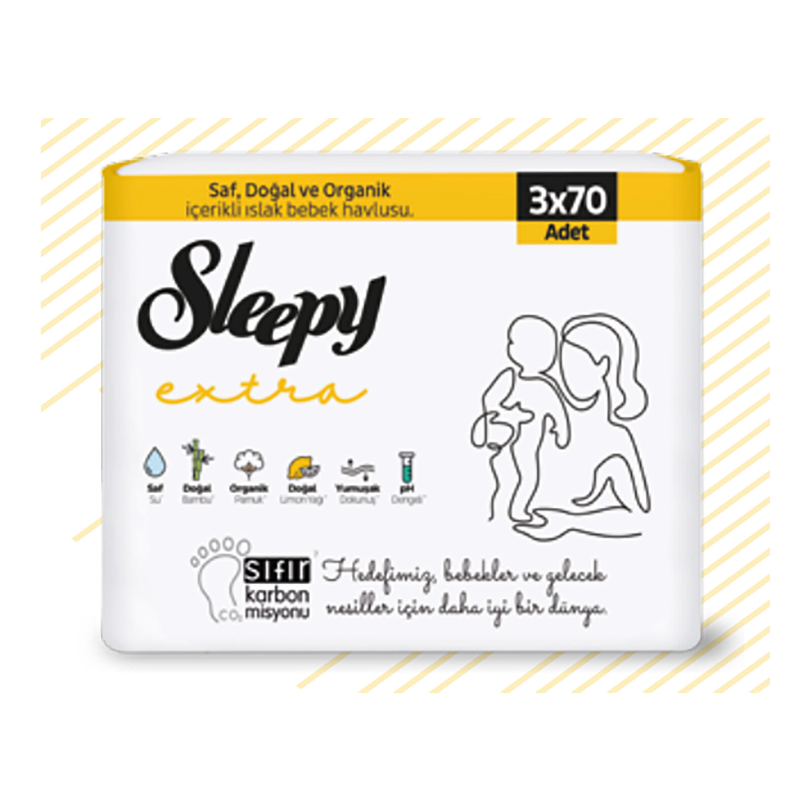 Extra Bebek Islak Mendil 3x70 Adet Extra Bebek Islak Mendil 3x70 Adet