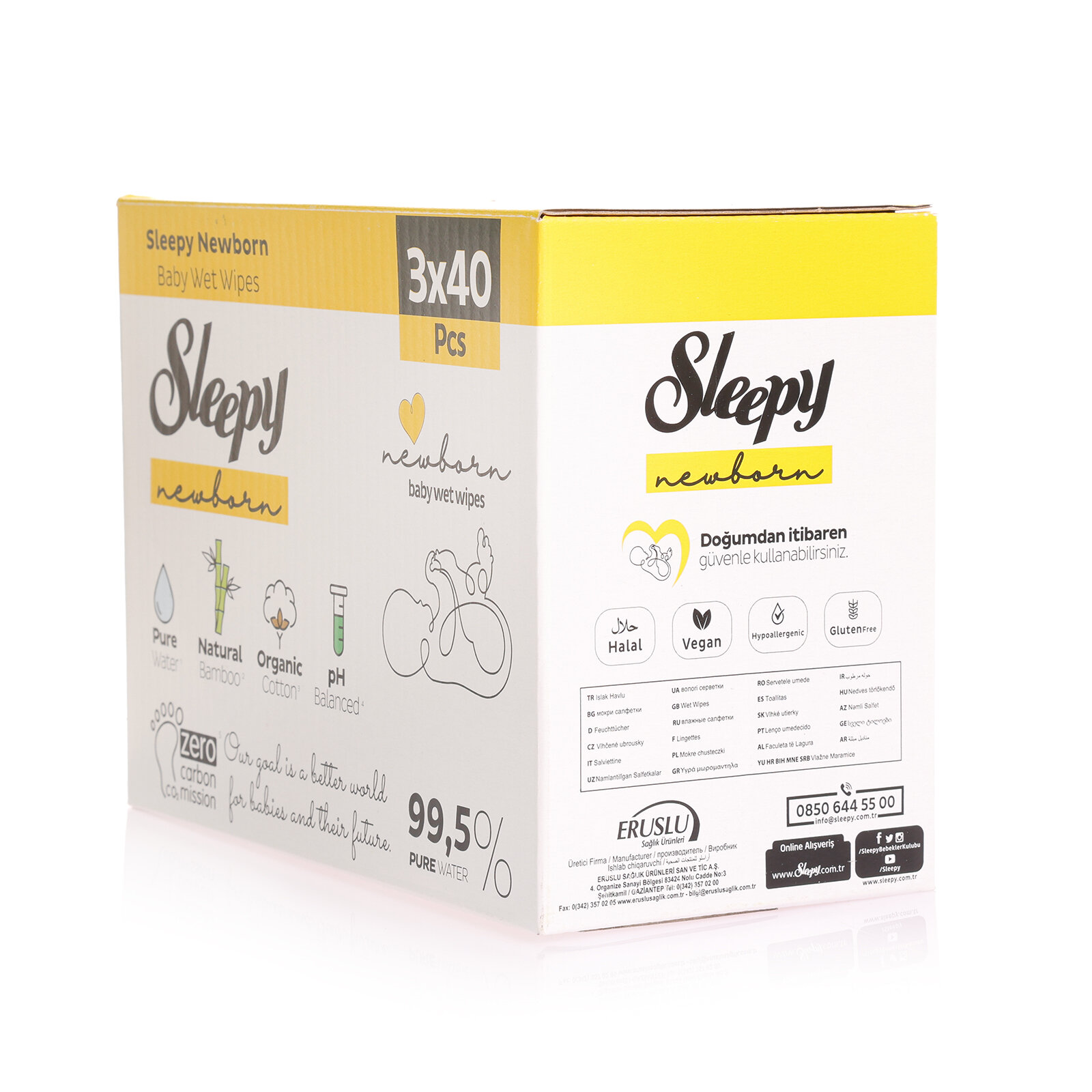 Natural Ultra Hassas Yenidoğan Bebek Islak Mendil 3x40 Adet