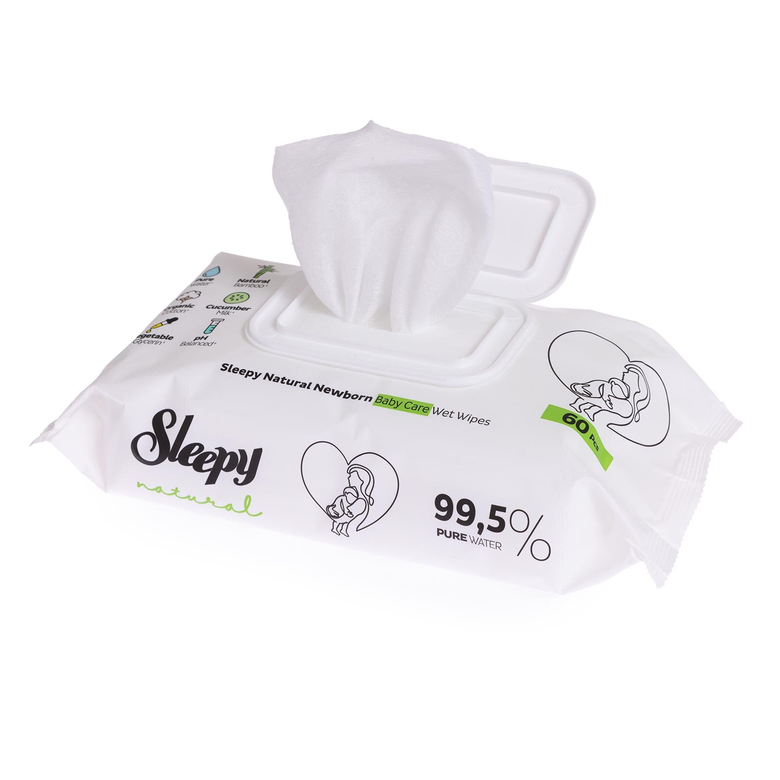 Natural Ultra Hassas Bebek Islak Mendil 3x60 Adet Natural Ultra Hassas Bebek Islak Mendil 3x60 Adet