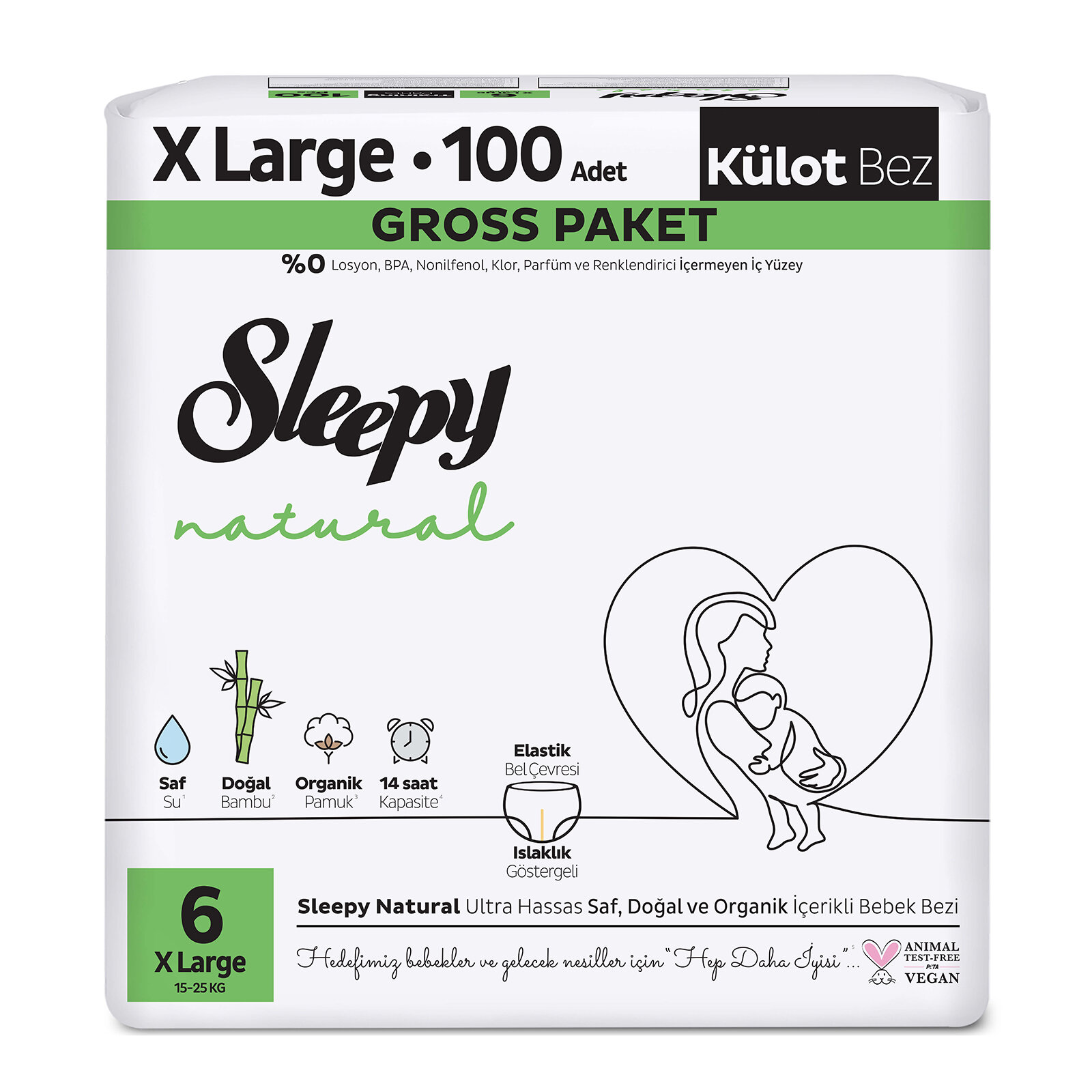 Natural Külot Bez Mega 6 Beden 100 Adet