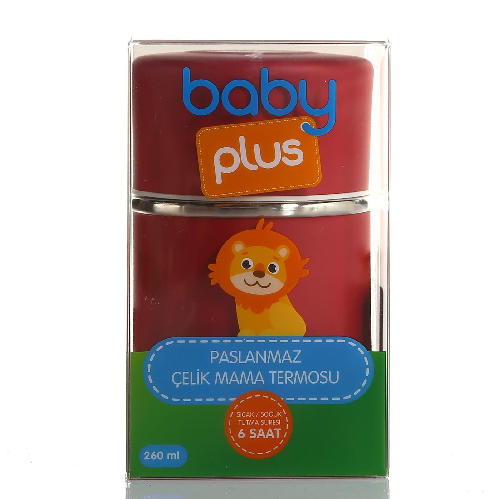  Paslanmaz Çelik Kırmızı Bebek Mama Saklama Termosu 260 ml