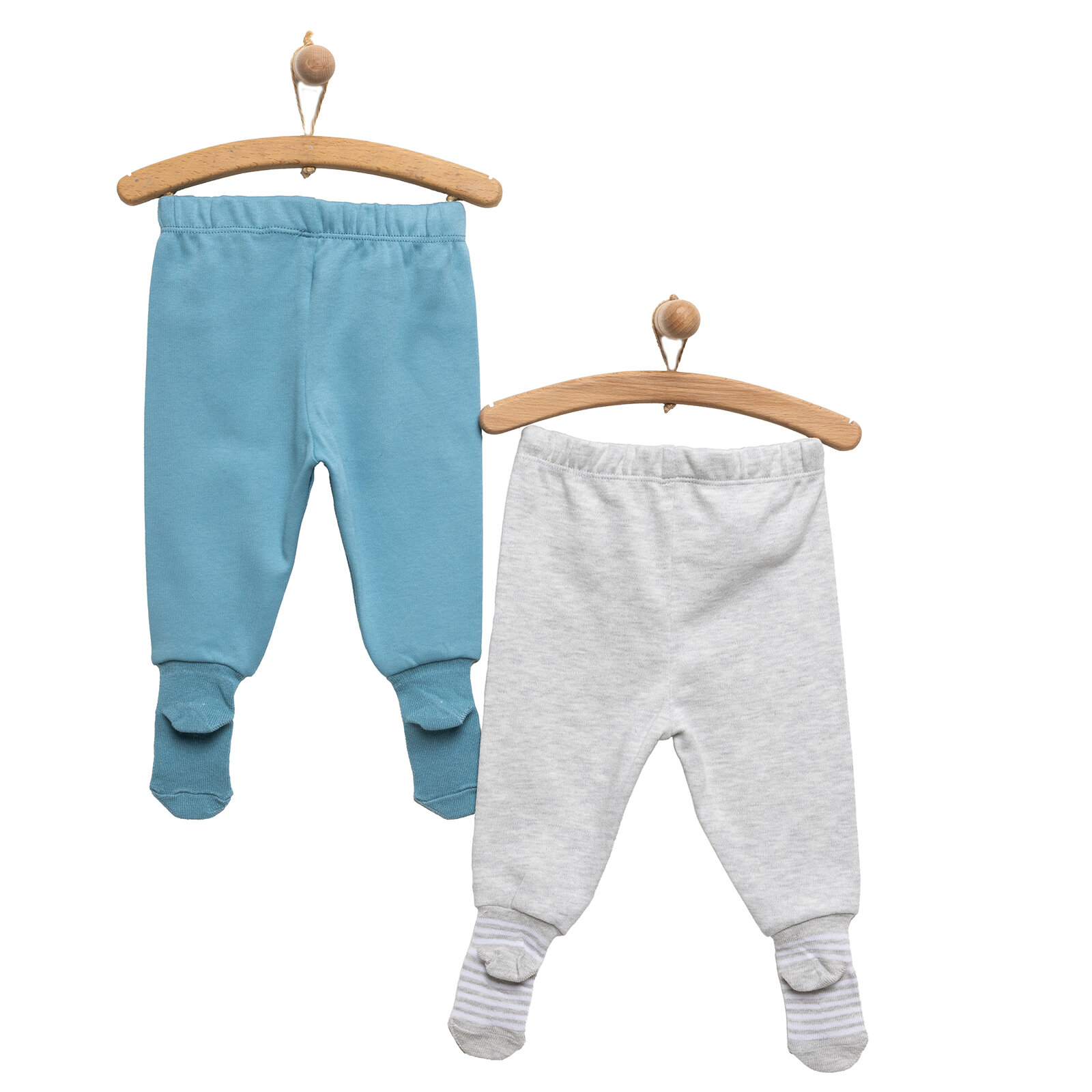 Erkek Bebek 2'li Çoraplı Pantolon İnterlok  Çoraplı Paça