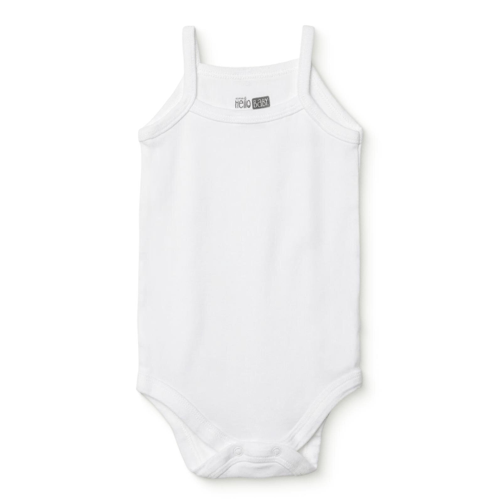 Unisex Beyaz Body Ribana Kumaş Çıtçıtlı Zıbın Bisiket Yaka İp Askılı Beyaz