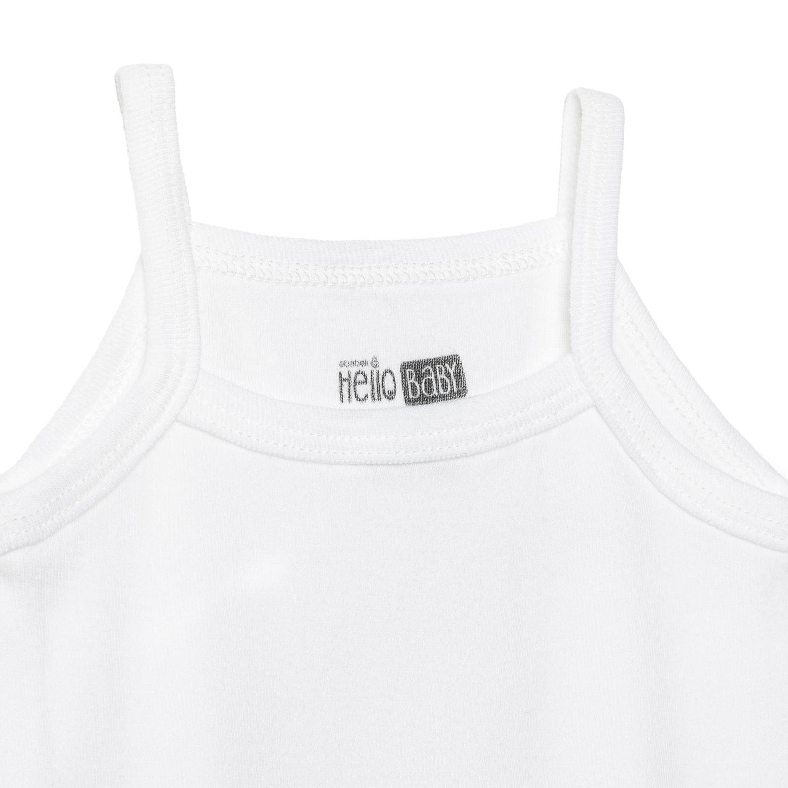 Unisex Beyaz Body Ribana Kumaş Çıtçıtlı Zıbın Bisiket Yaka İp Askılı Beyaz