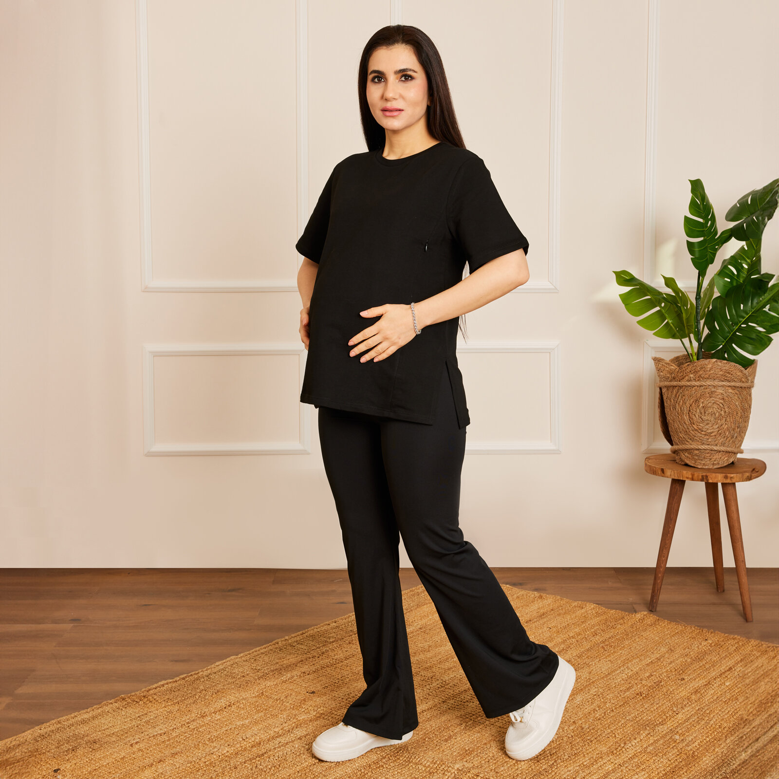 Panelli İspanyol Paça Hamile Tayt Anne Giyim Panelli İspanyol Paça Hamile Tayt Anne Giyim