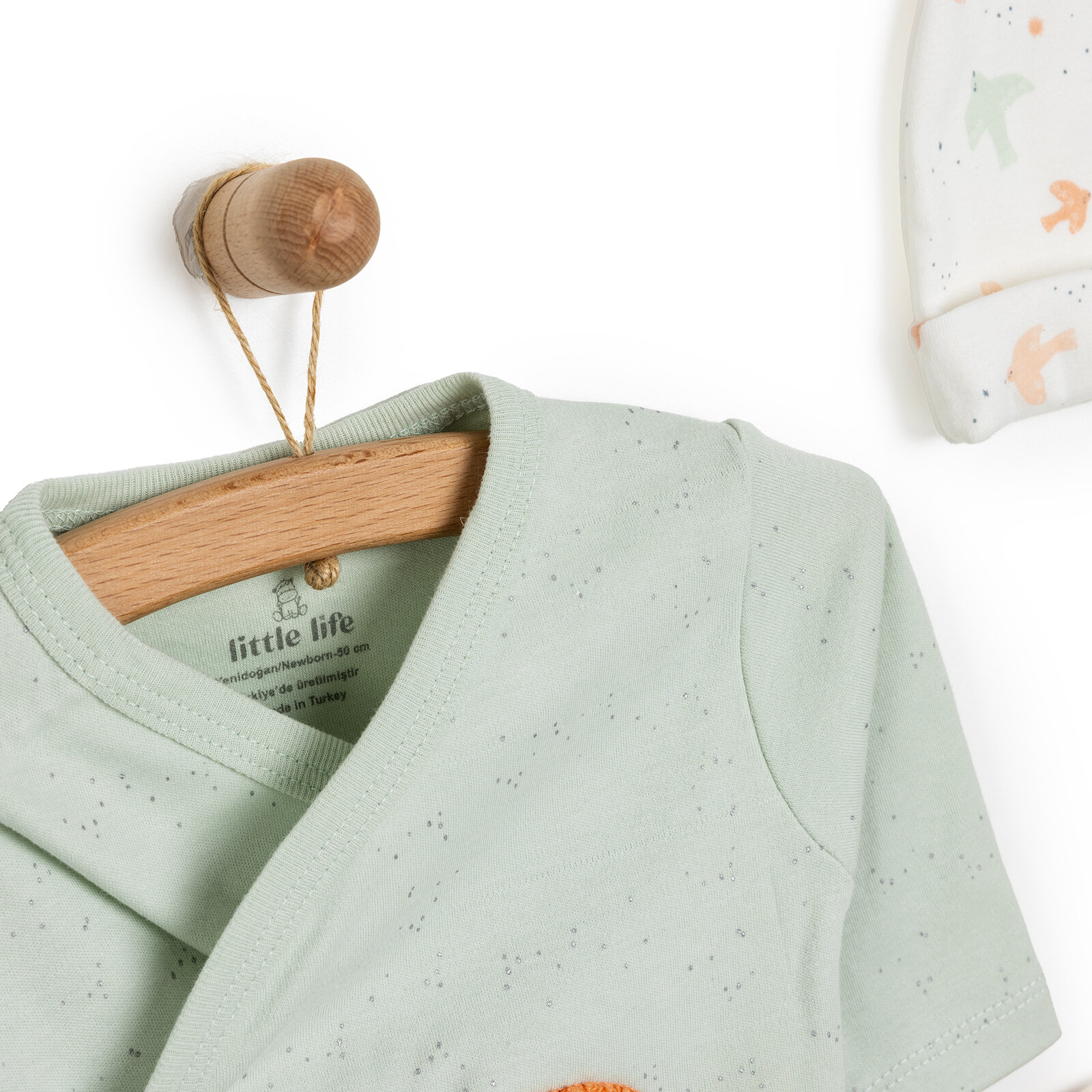 Kız Bebek Yenidoğan 5'li Askı Hastane Çıkışı Çıtçıtlı Bisiklet Yaka Uzun Kol Mint