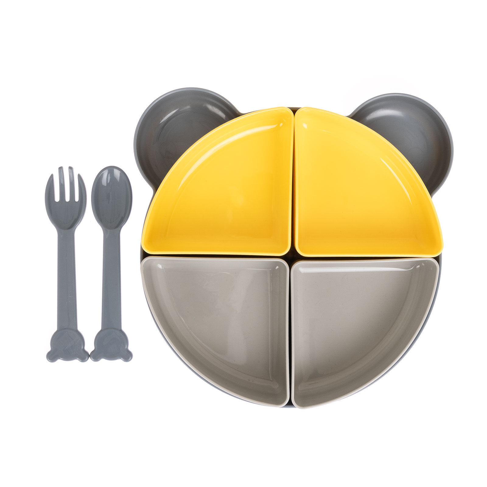 7 Parça Yemek Seti Gri-Sarı 7 Parça Yemek Seti Gri-Sarı