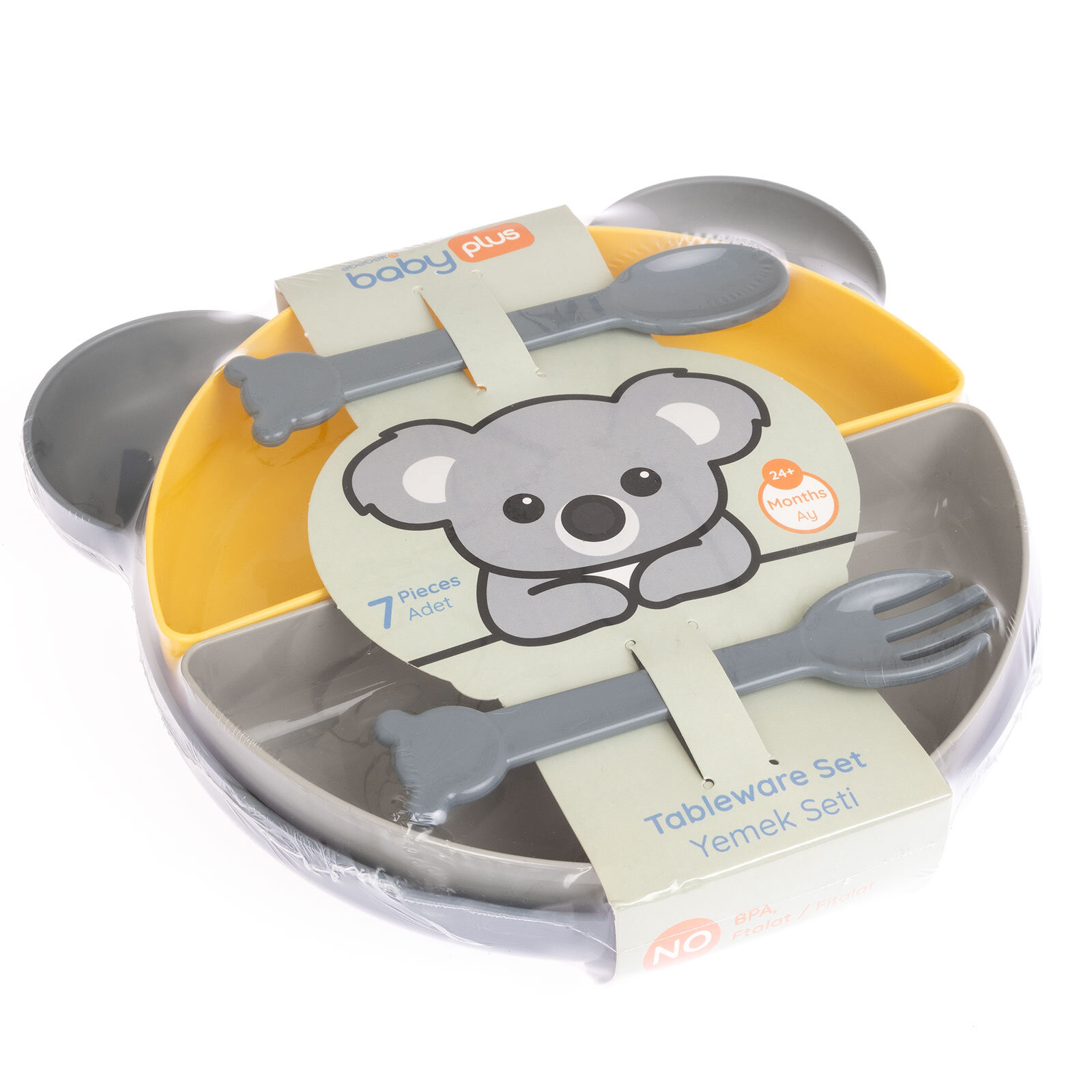 7 Parça Yemek Seti Gri-Sarı 7 Parça Yemek Seti Gri-Sarı