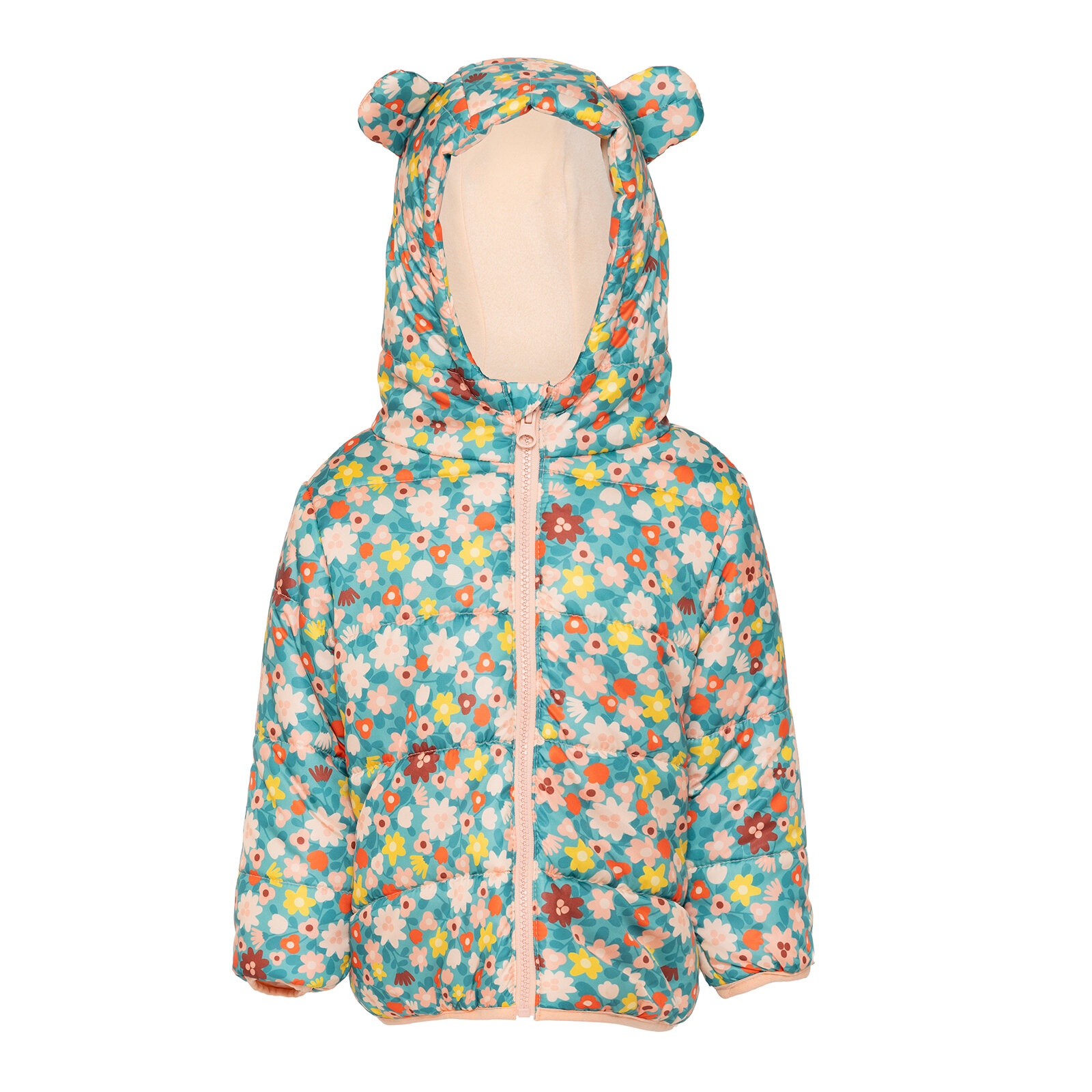 Basic Çiçek Baskılı Kulaklı Kapüşonlu Mont Kız Bebek Basic Çiçek Baskılı Kulaklı Kapüşonlu Mont Kız Bebek
