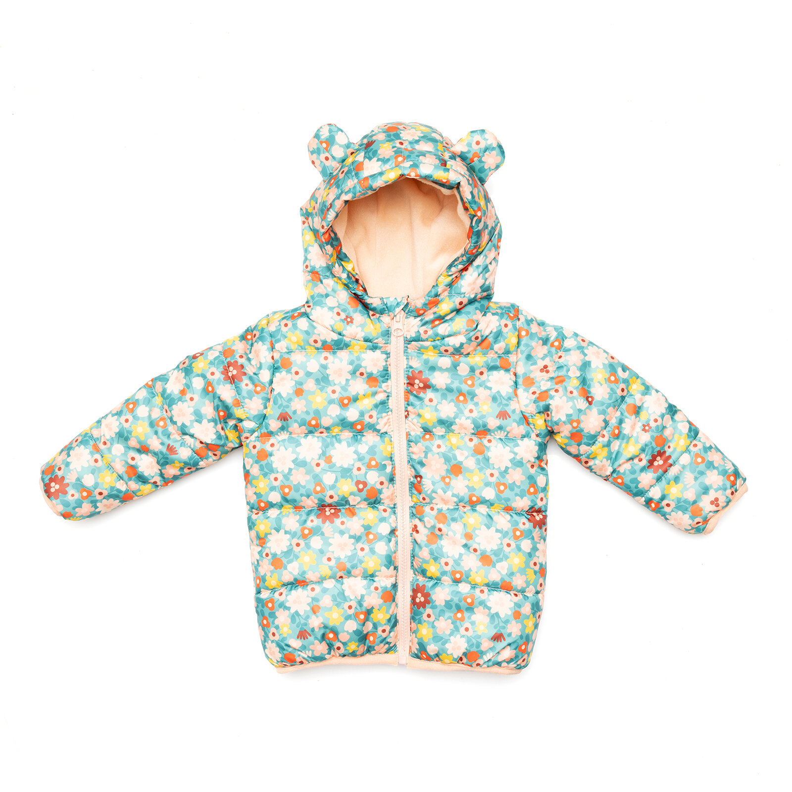 Basic Çiçek Baskılı Kulaklı Kapüşonlu Mont Kız Bebek Basic Çiçek Baskılı Kulaklı Kapüşonlu Mont Kız Bebek