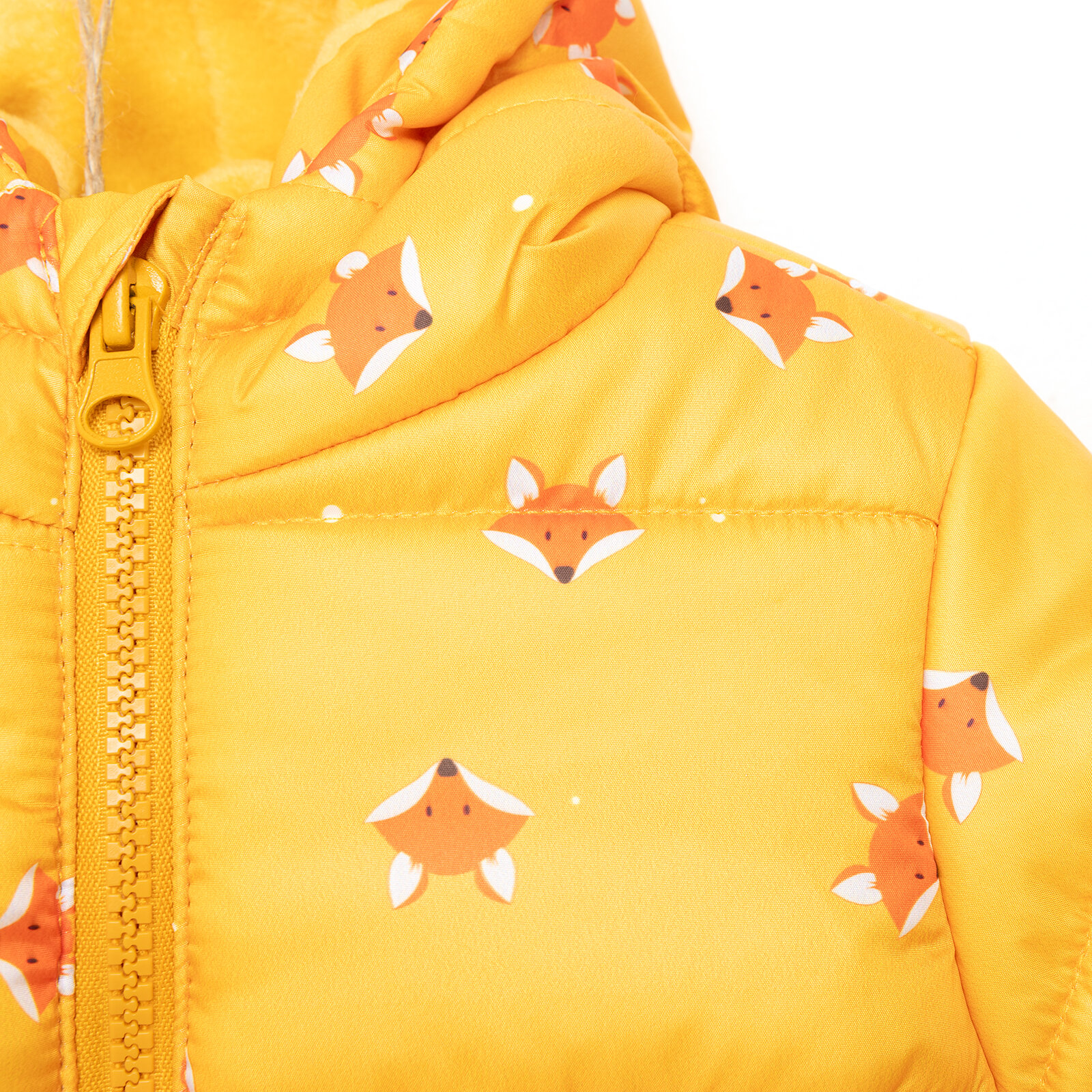 Basic Tilki Desenli Kulaklı Kapüşonlu Mont Erkek Bebek