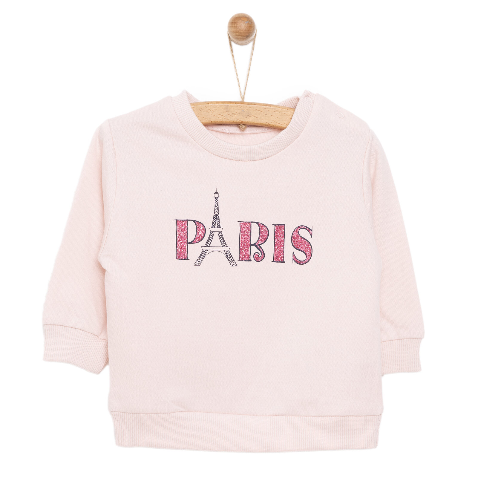 Basic Az Şardonlu Paris Desenli Sweatshirt Kız Bebek