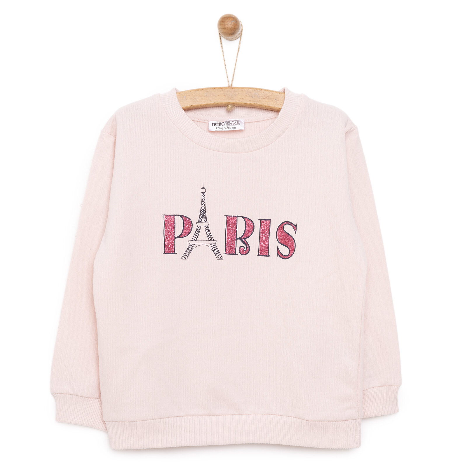 Basic Az Şardonlu Paris Desenli Sweatshirt Kız Bebek