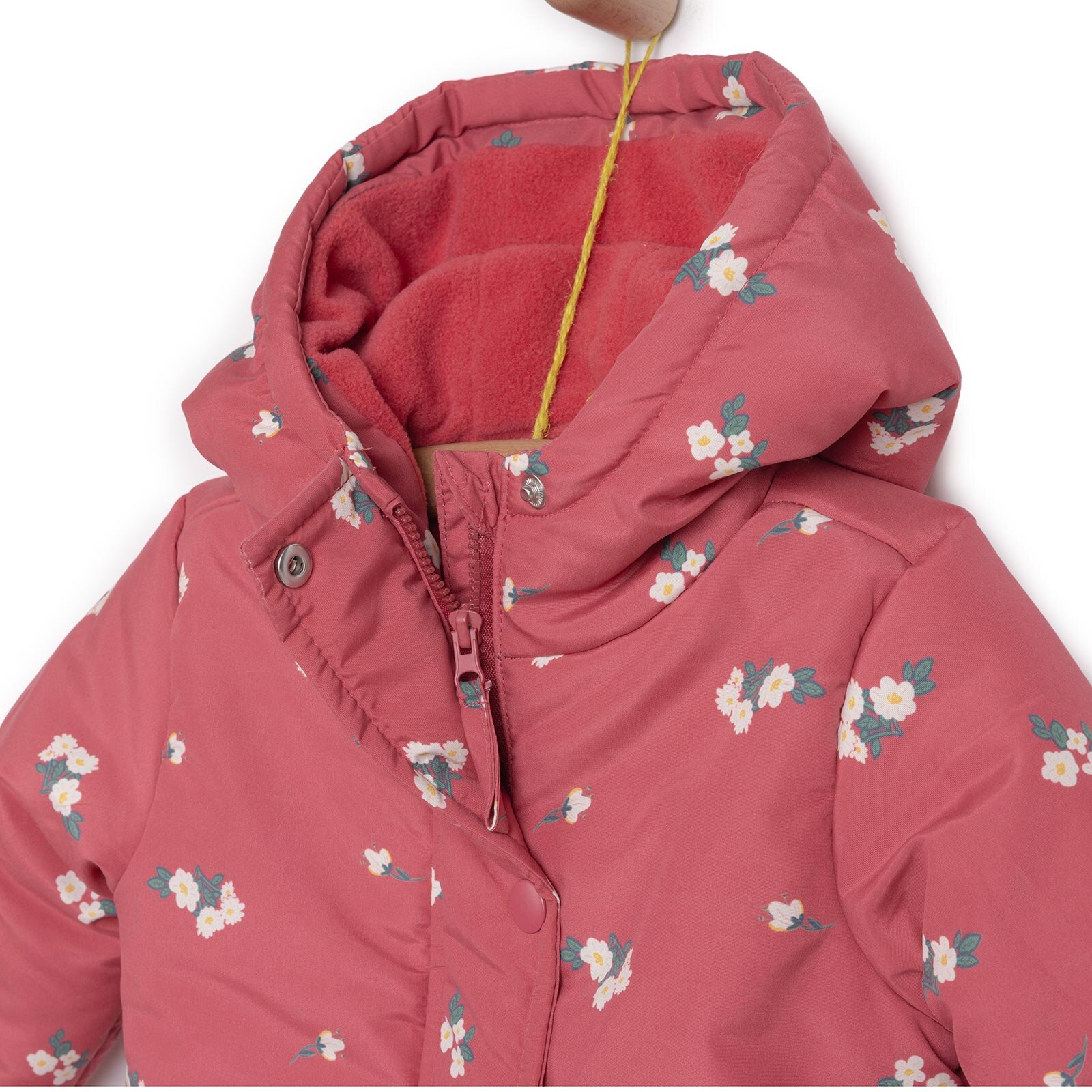 Basic Çiçek Metraj Baskılı Kapüşonlu Mont Kız Bebek