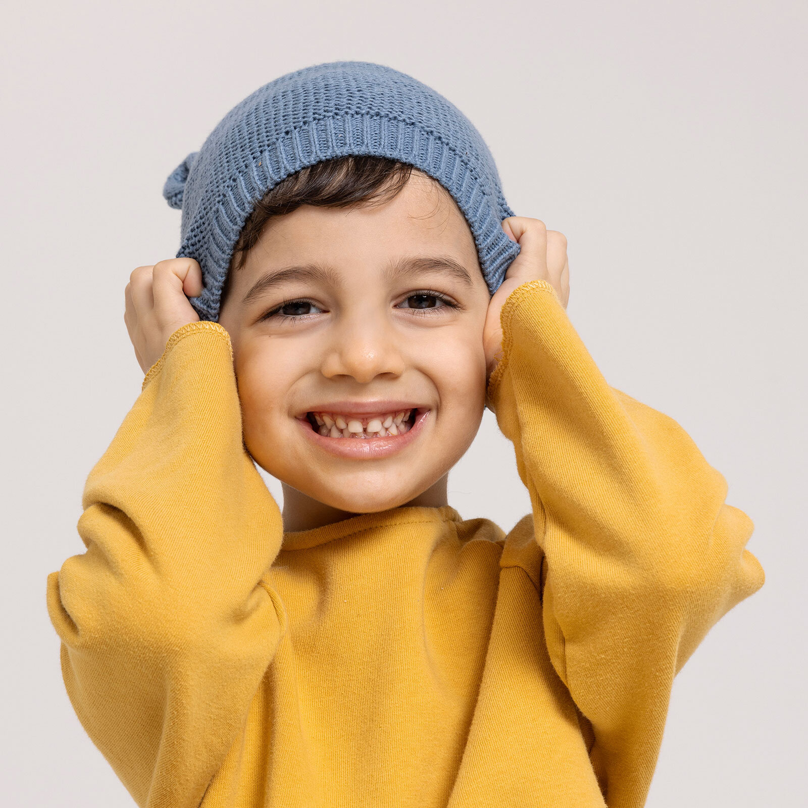 %100 Pamuk Kulaklı Triko Erkek Bere Erkek Bebek