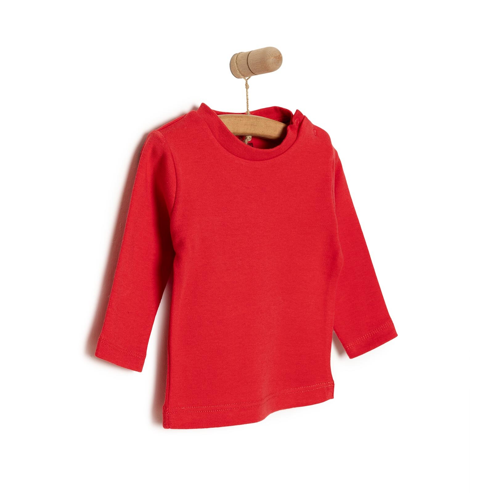 Unisex Tişört İnterlok Çıtçıtlı Bisiklet Yaka Uzun Kol