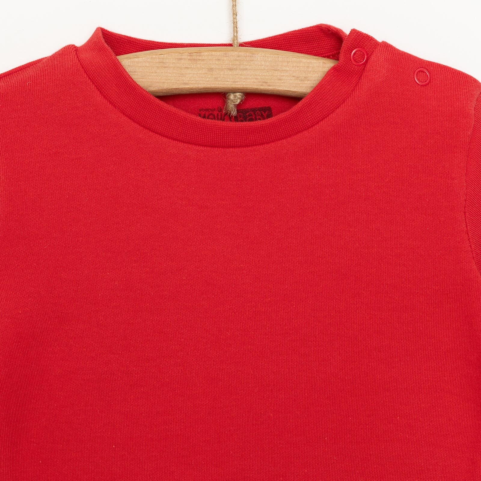 Unisex Tişört İnterlok Çıtçıtlı Bisiklet Yaka Uzun Kol