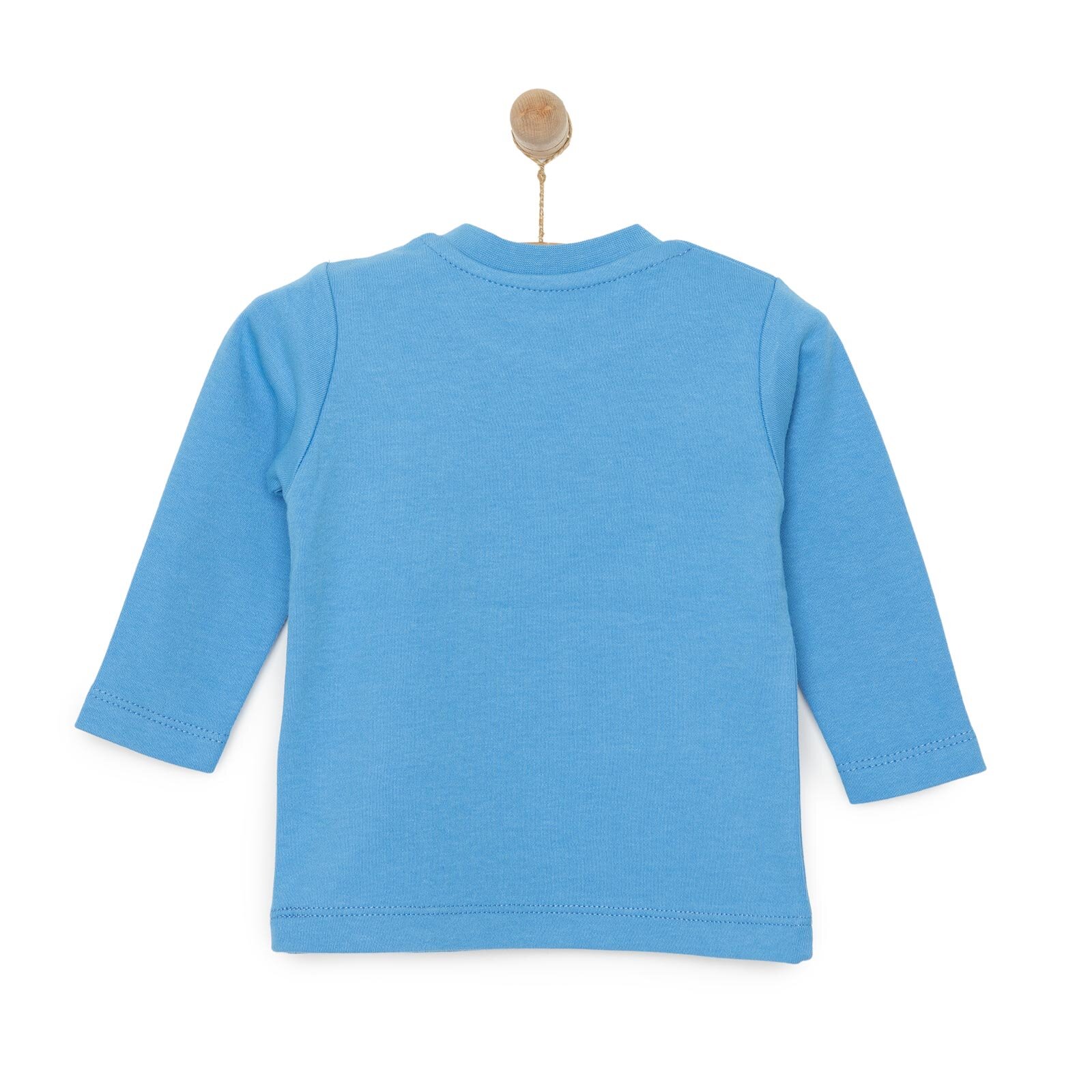 Erkek Bebek Tişört Çıtçıtlı Bisiklet Yaka Uzun Kol Lacivert