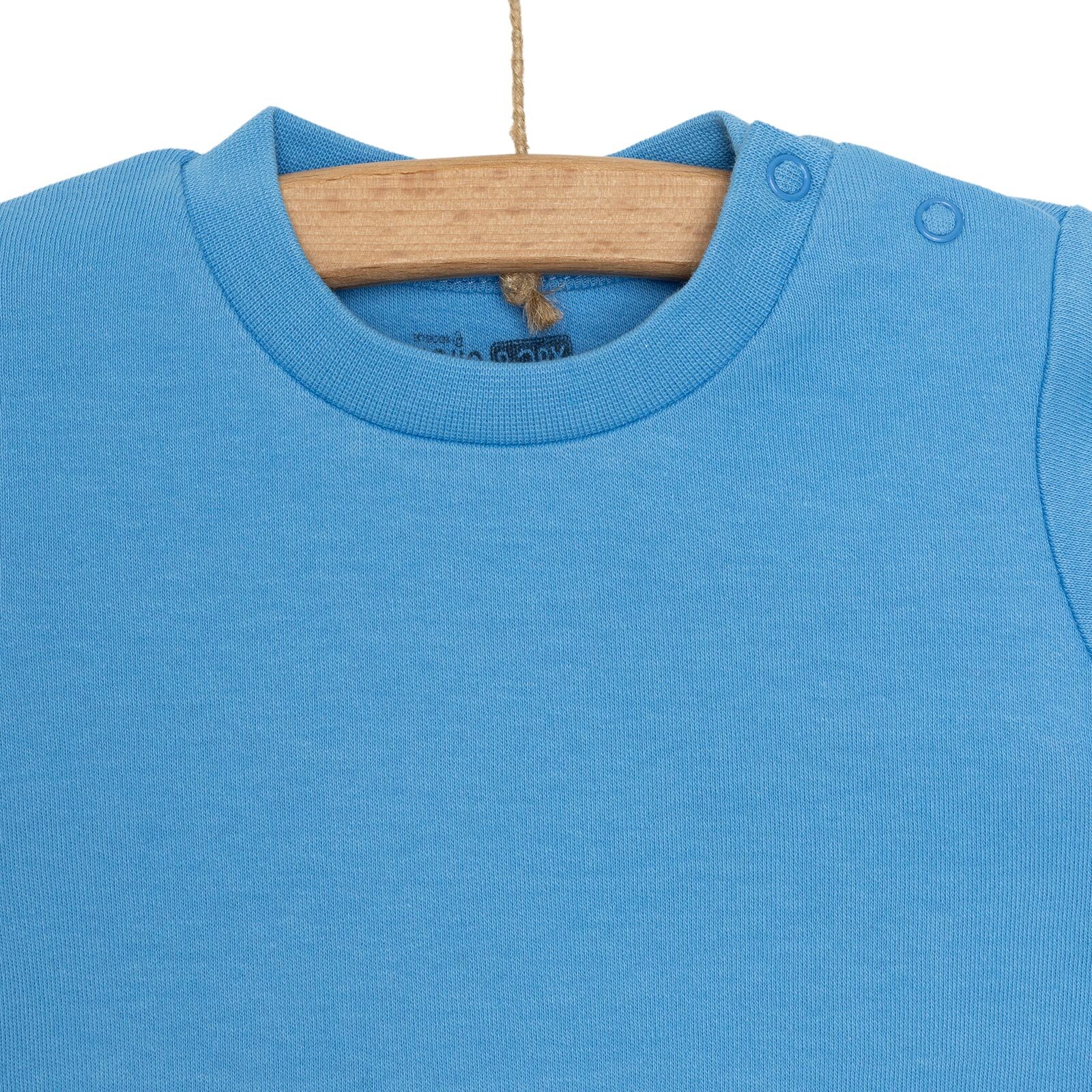 Erkek Bebek Tişört Çıtçıtlı Bisiklet Yaka Uzun Kol Lacivert