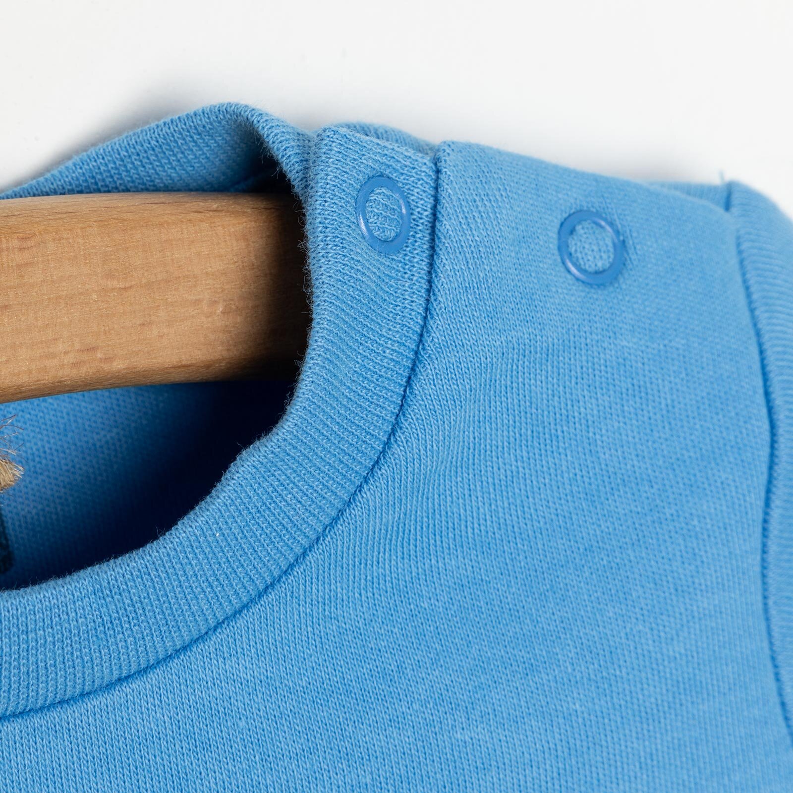 Erkek Bebek Tişört Çıtçıtlı Bisiklet Yaka Uzun Kol Lacivert