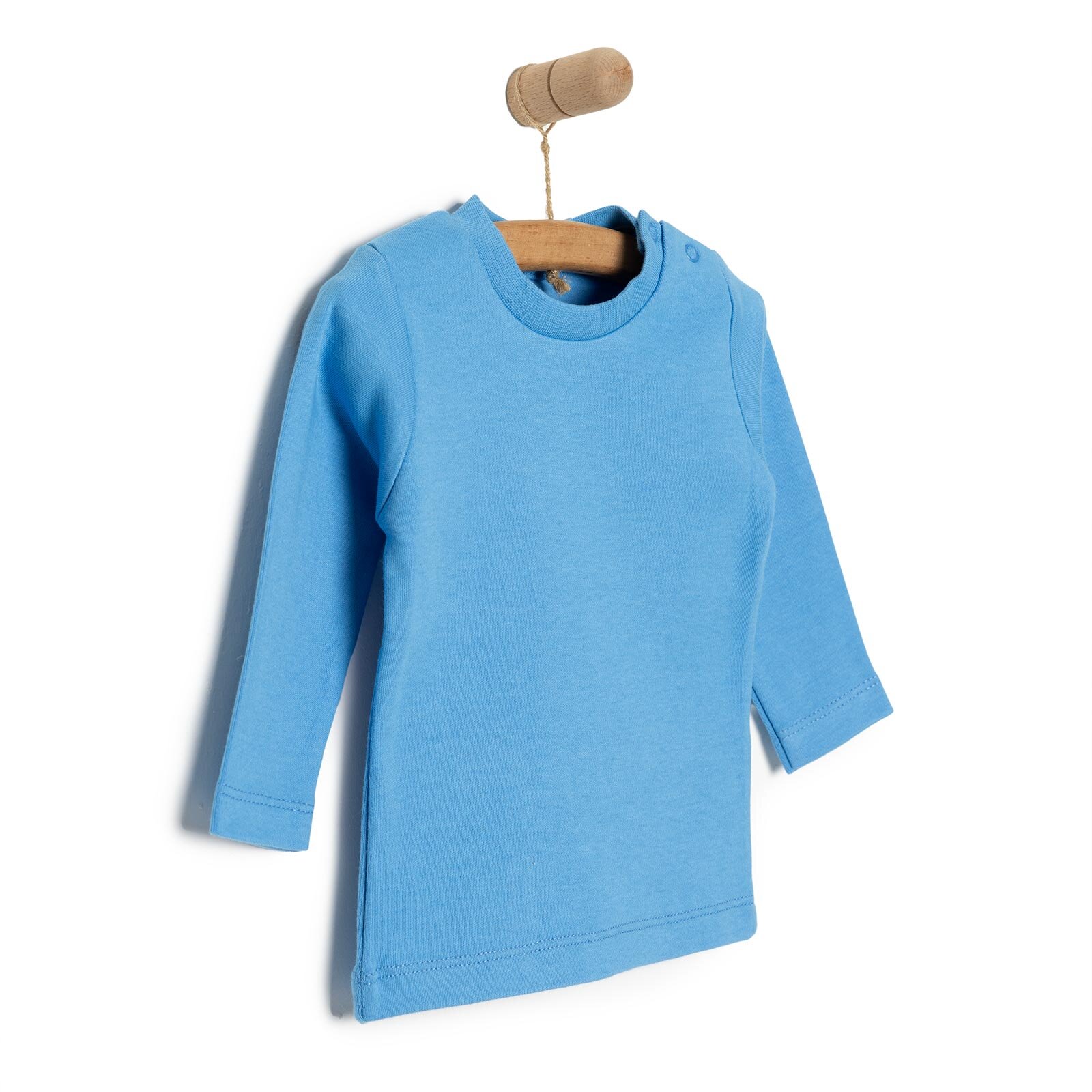 Erkek Bebek Tişört Çıtçıtlı Bisiklet Yaka Uzun Kol Lacivert