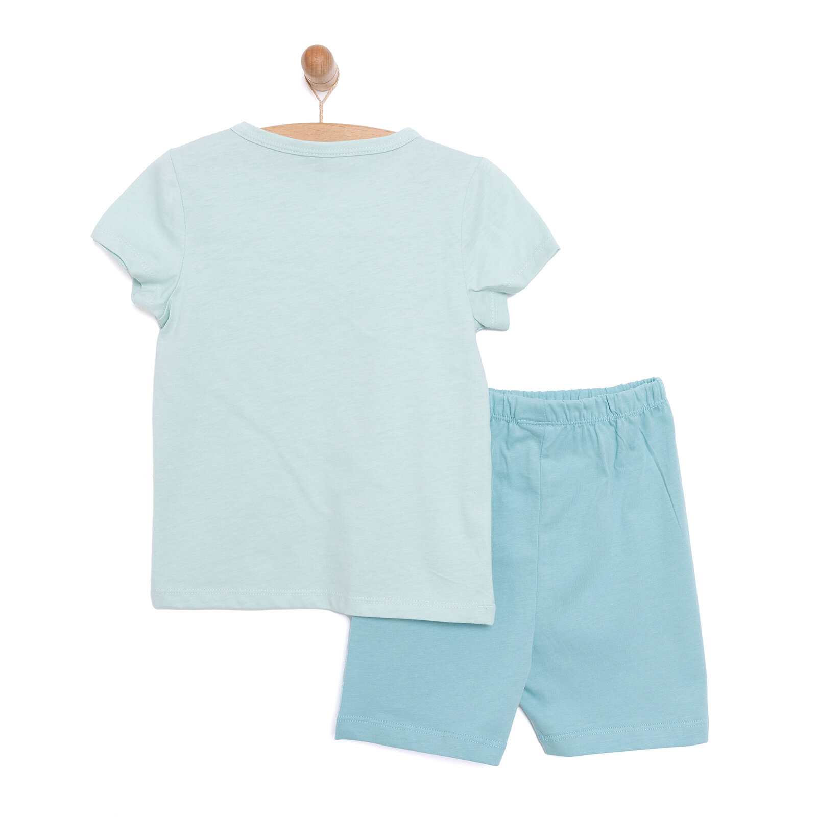 Erkek Bebek  Kısa Kol Şortlu Pijama Takımı Zürafa Desen Bisiklet Yaka Açık Yeşil