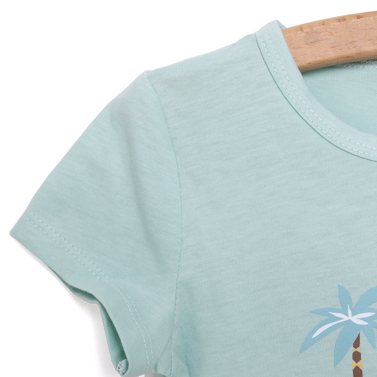 Erkek Bebek  Kısa Kol Şortlu Pijama Takımı Zürafa Desen Bisiklet Yaka Açık Yeşil